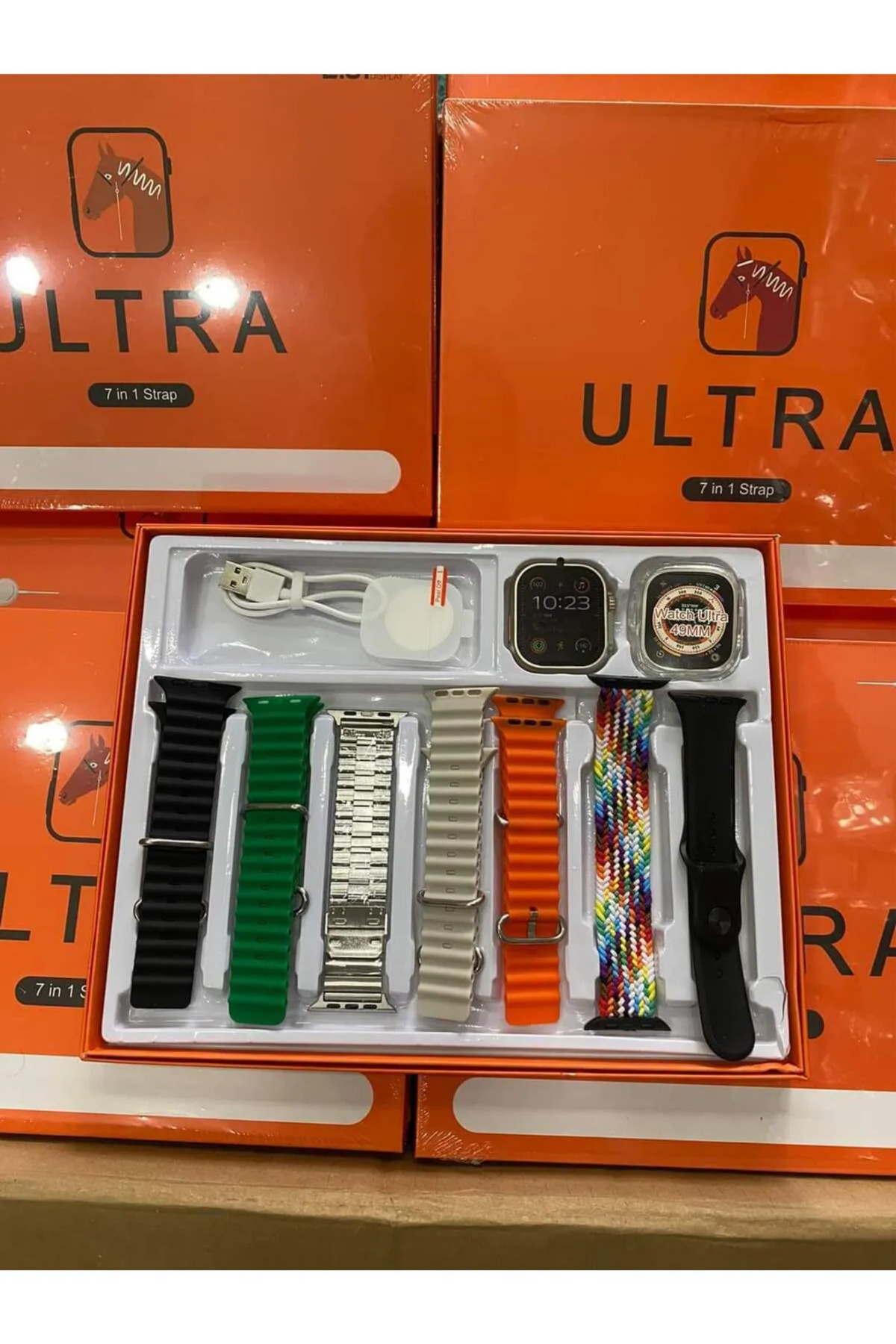 teknotrust 6 Ay Watch Ultra 8 Ekran Koruyucu ve Kılıflı 7 Kordonlu Akıllı Saat Samsung /Iphone/Xiaomi Uyumlu Akıllı Telefon