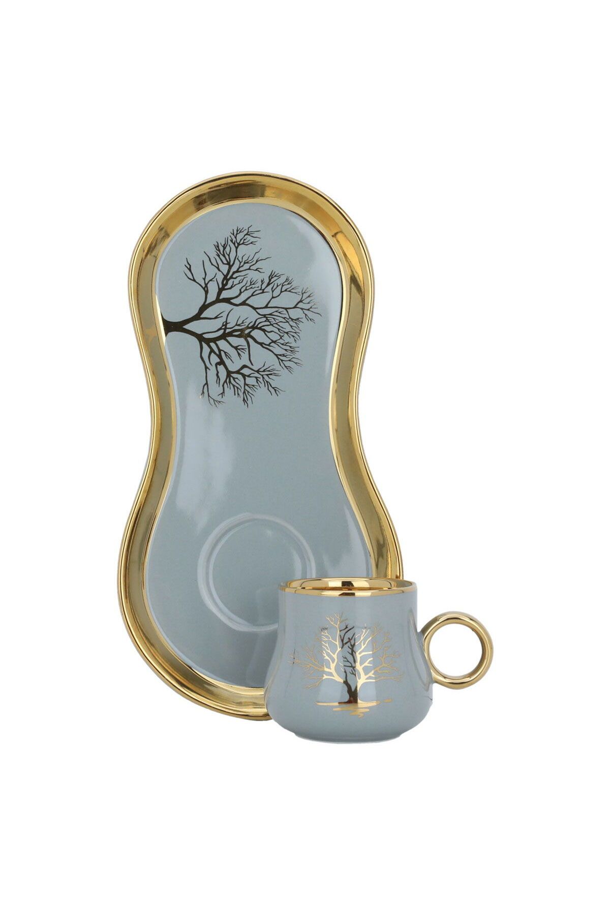 Alsaif Gallery-A set of white and gold coffee cups with a tree pattern, 12 pieces 2