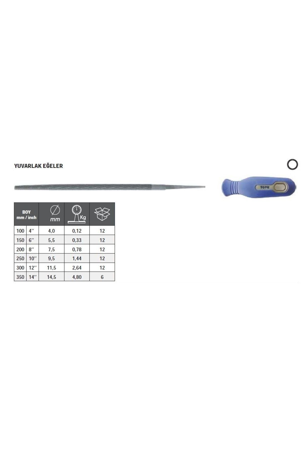 woodhub Tome Saplı Yuvarlak Eğe Orta Diş 150mm