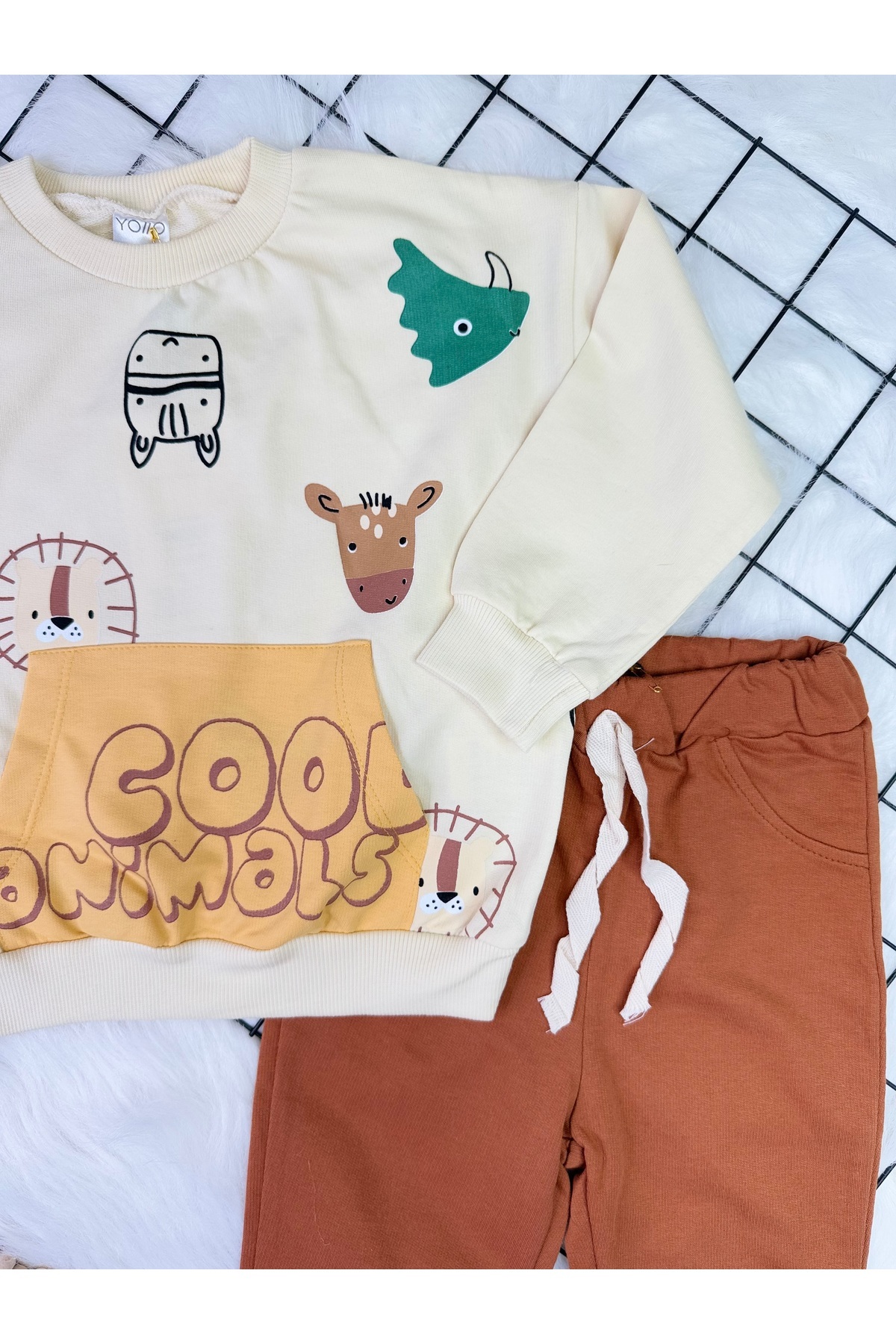 Yollo Kids Animals Baskılı Çocuk Alt-Üst Eşofman Takımı fotoğrafı 2 (önizleme)