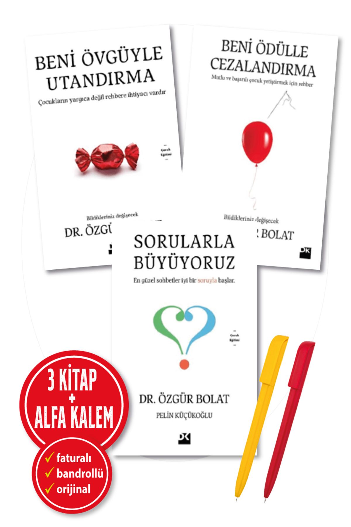 İnkılap Kitabevi Alfa Kalem+Özgür Bolat 3 Kitap(Sorularla Büyüyoruz+Beni Övgüyle Utandırma+Beni Ödülle Cezalandırma)