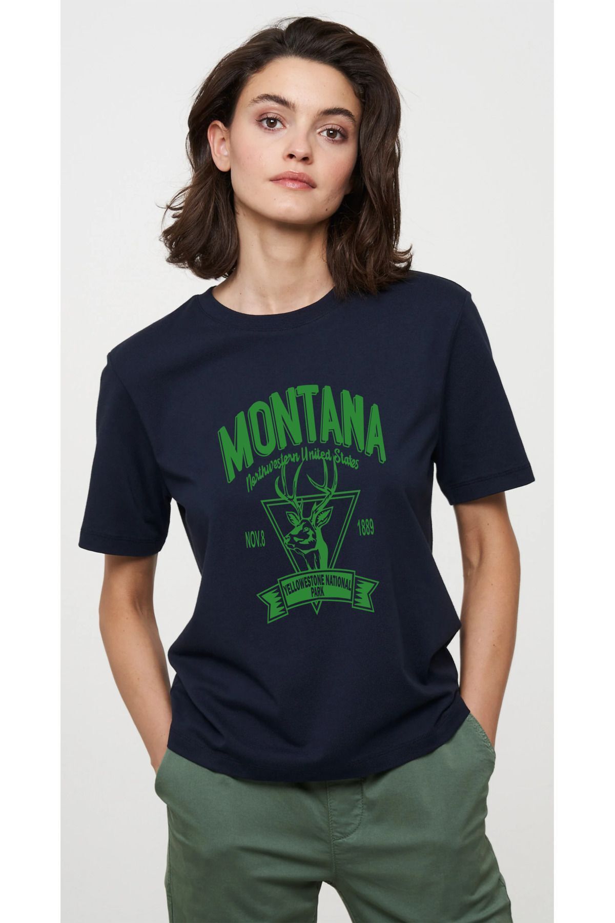 T Shırt Montana Deer ayasofya  Kadın Unisex Oversized Kısa Kollu T-shirt
