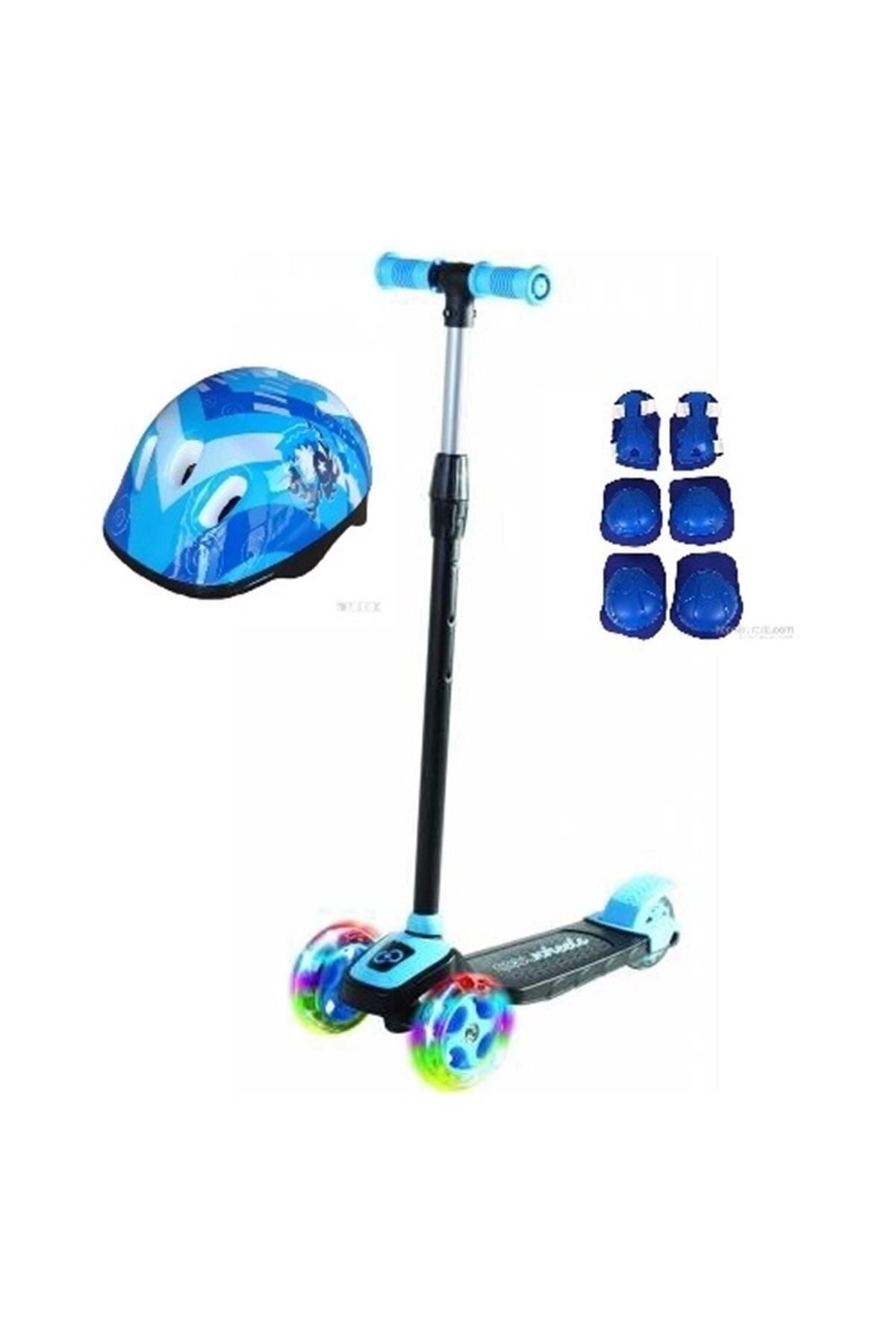 GamesUp Çocuk Mavi Led Işıklı 3 Tekerlekli Twist Scooter Full Set Mavi 2+ Yaş 085ZSERI