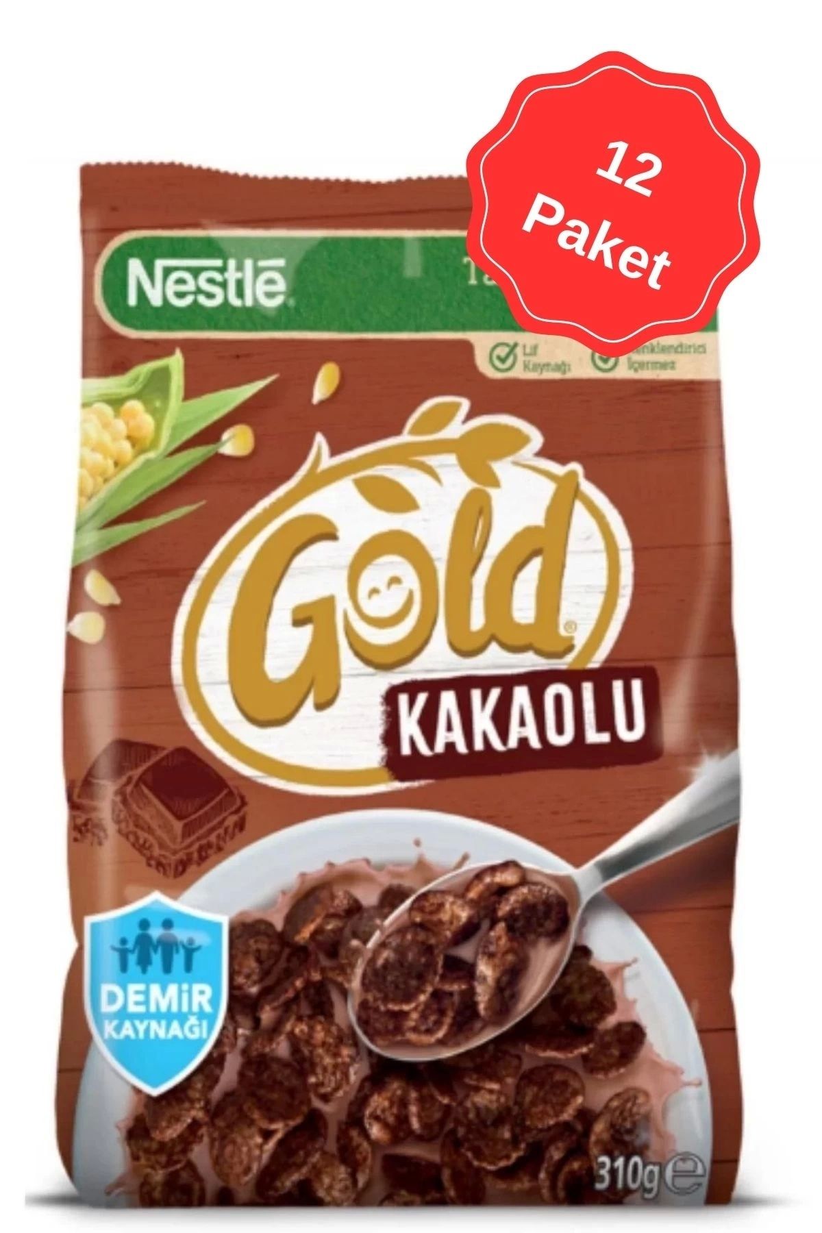 Nestle Gold Corn Flakes Kakaolu Mısır Gevreği 310g X 12 Paket