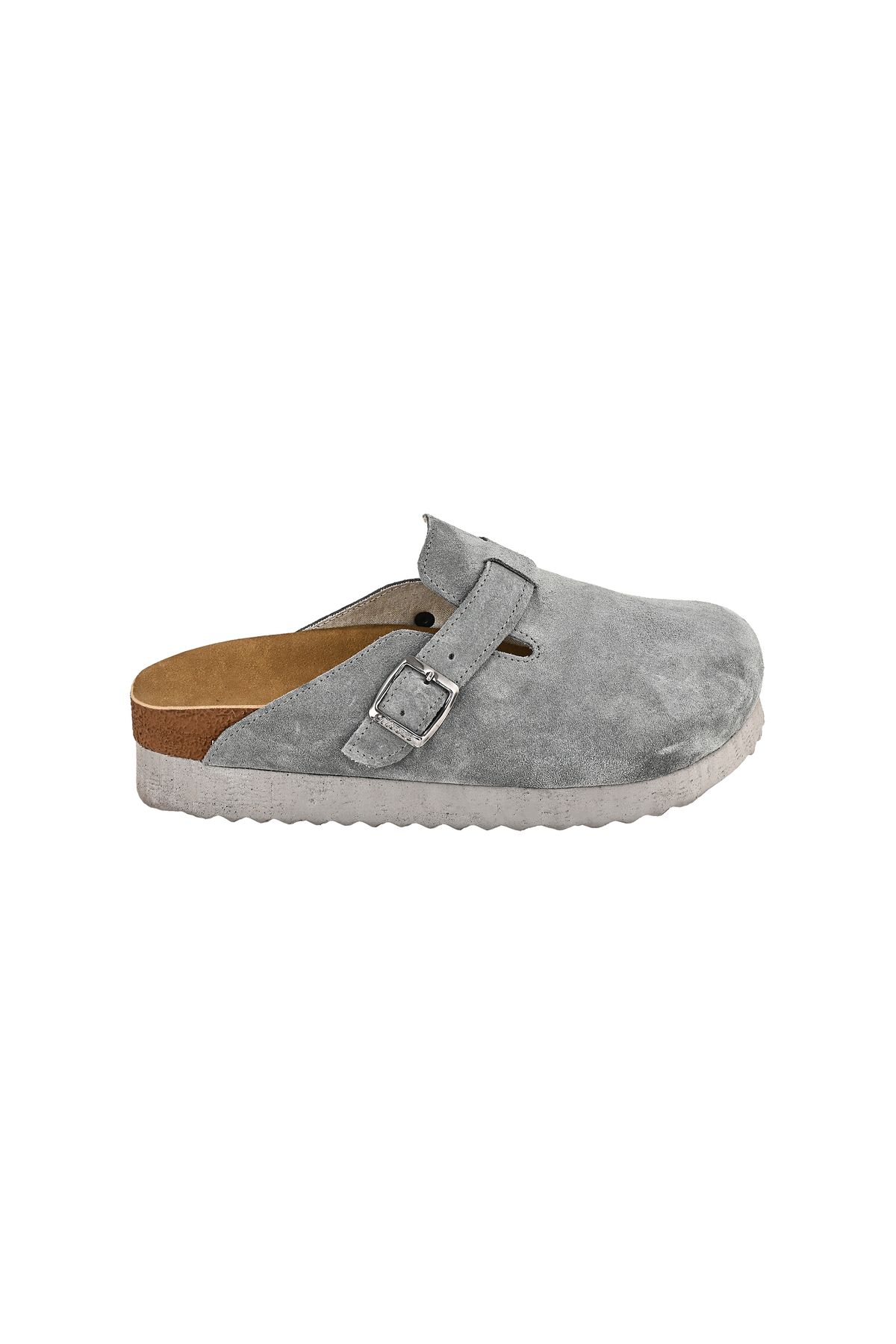 Moosefield-Genuine Leather Gray Unisex Boston Clog Slippers 3