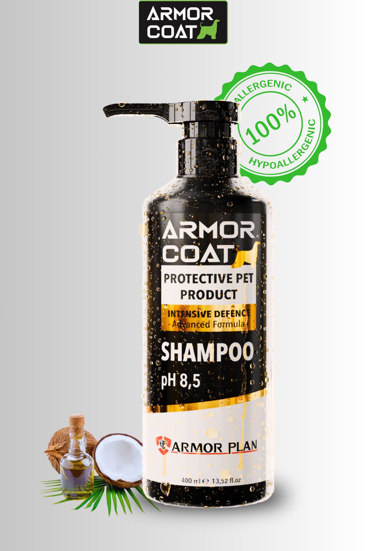 ARMOR COAT Köpek & Kedi Şampuanı Hindistan Cevizi Yağı Özlü Hipoalerjenik 400 ml