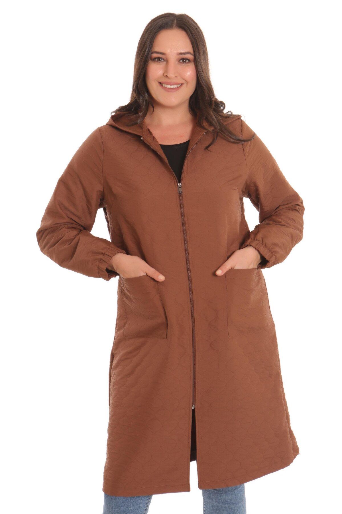 Metpoint-Trend42plus Plus Size Onion Pattern Zippered Brown Cap 2