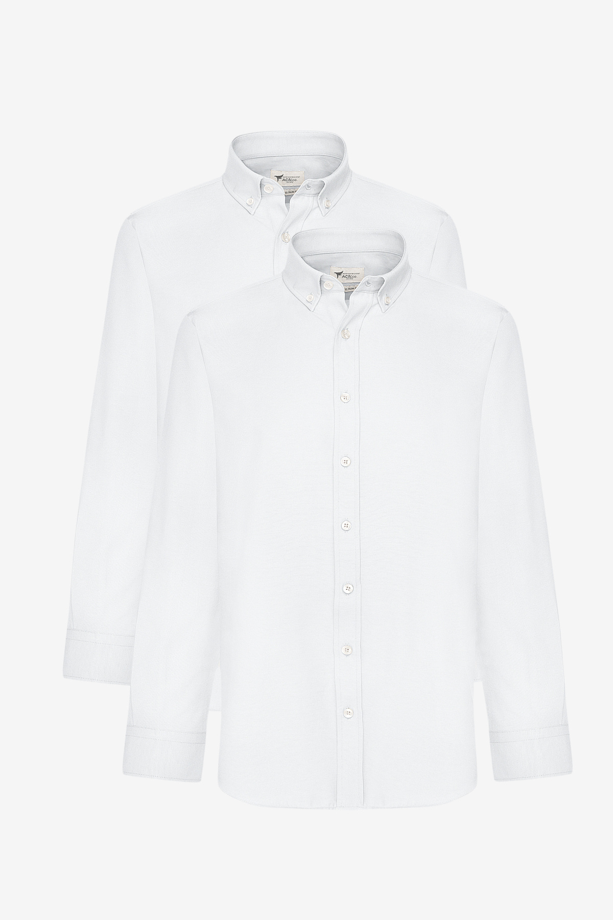 AC&Co / Altınyıldız Classics-White 2-piece Slim Fit Oxford Shirt Pack - Easy Iron, Cotton 1