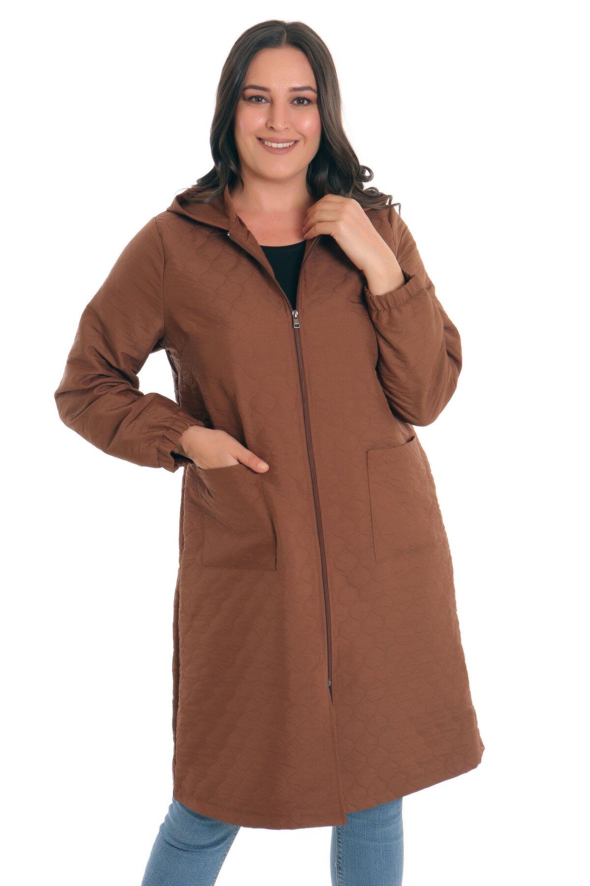 Metpoint-Trend42plus Plus Size Onion Pattern Zippered Brown Cap 3