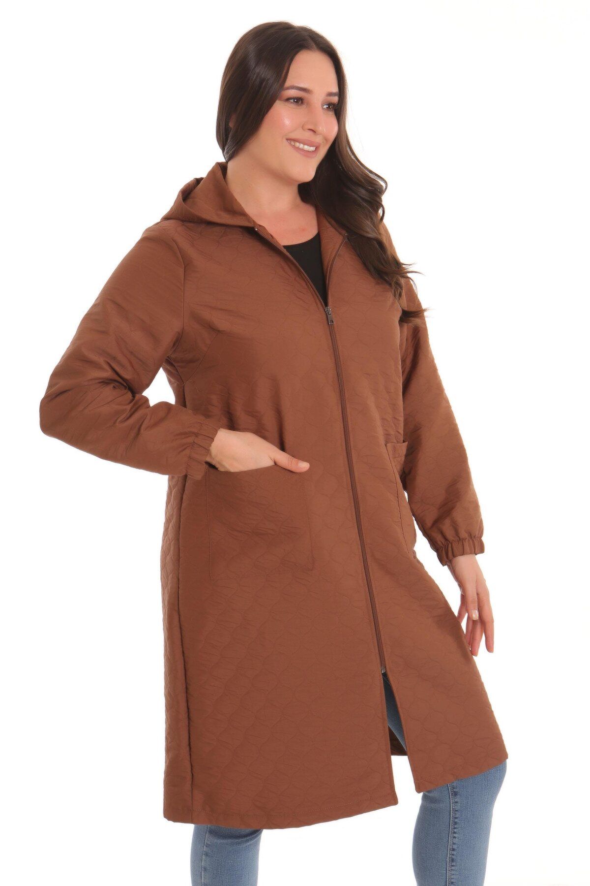 Metpoint-Trend42plus Plus Size Onion Pattern Zippered Brown Cap 4