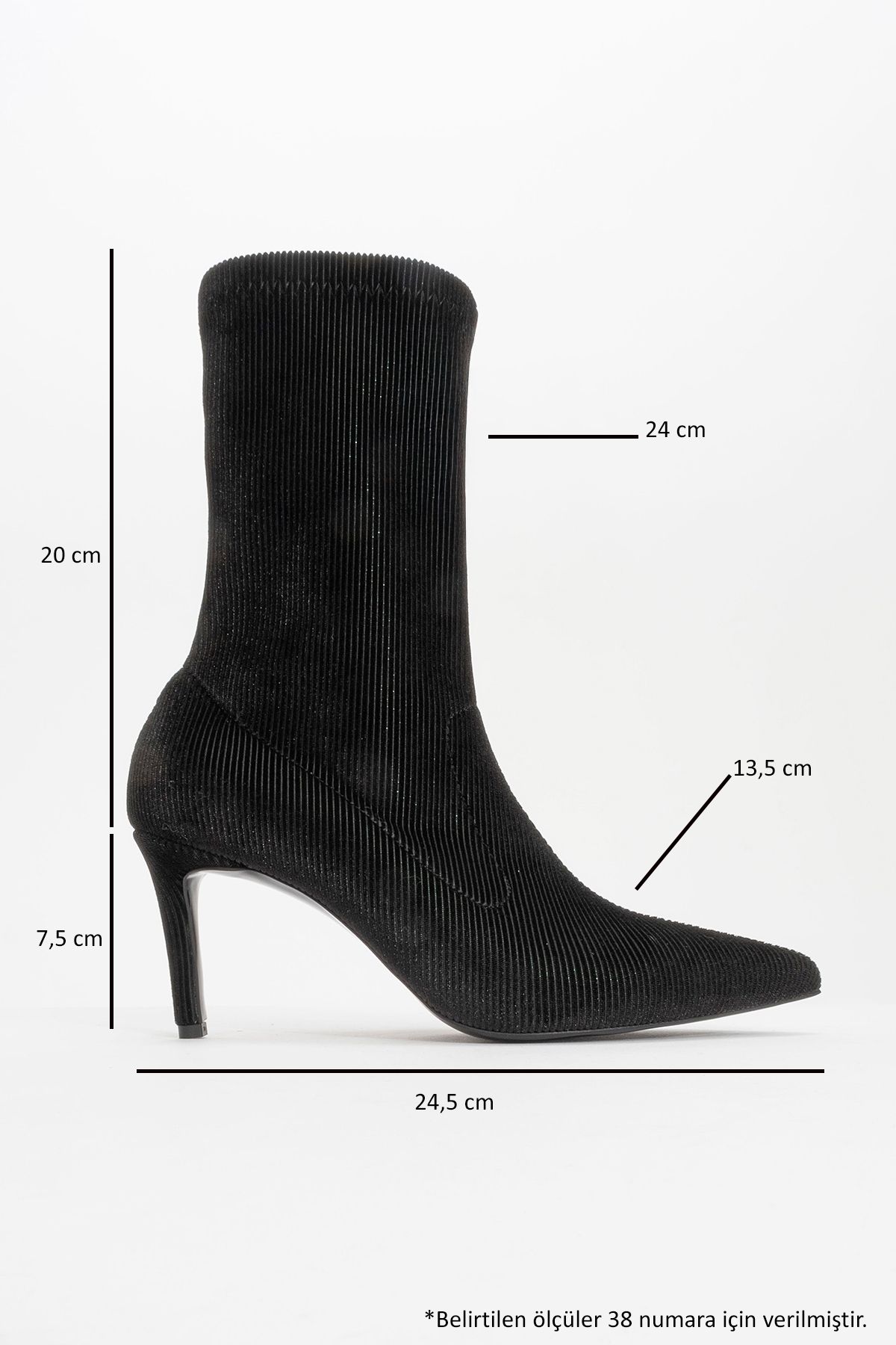 LuviShoes-Cizme cu toc subțire pentru femei THALİN din catifea neagră 4