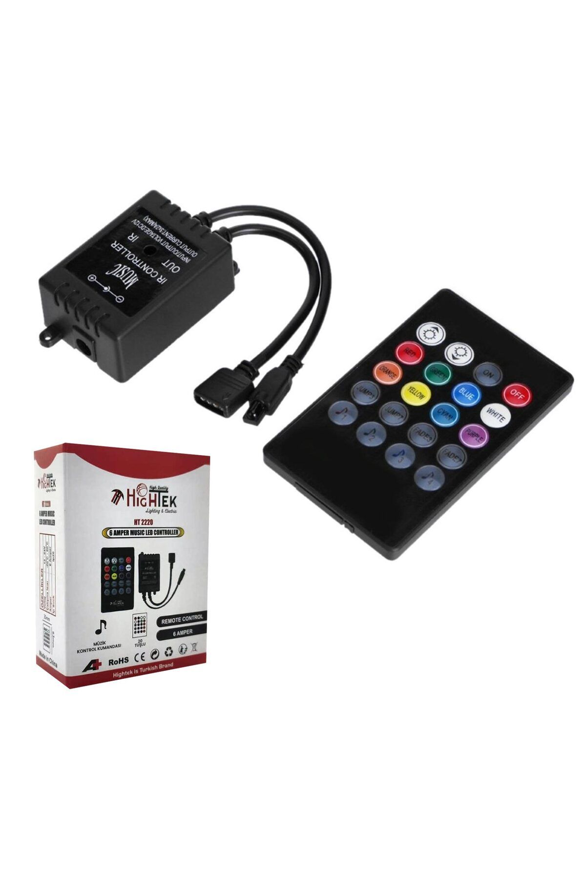 ALKAP Rgb Kontrol Kumandasi MüziK Kontrollü 6A 20 Tuşlu Ht-2220