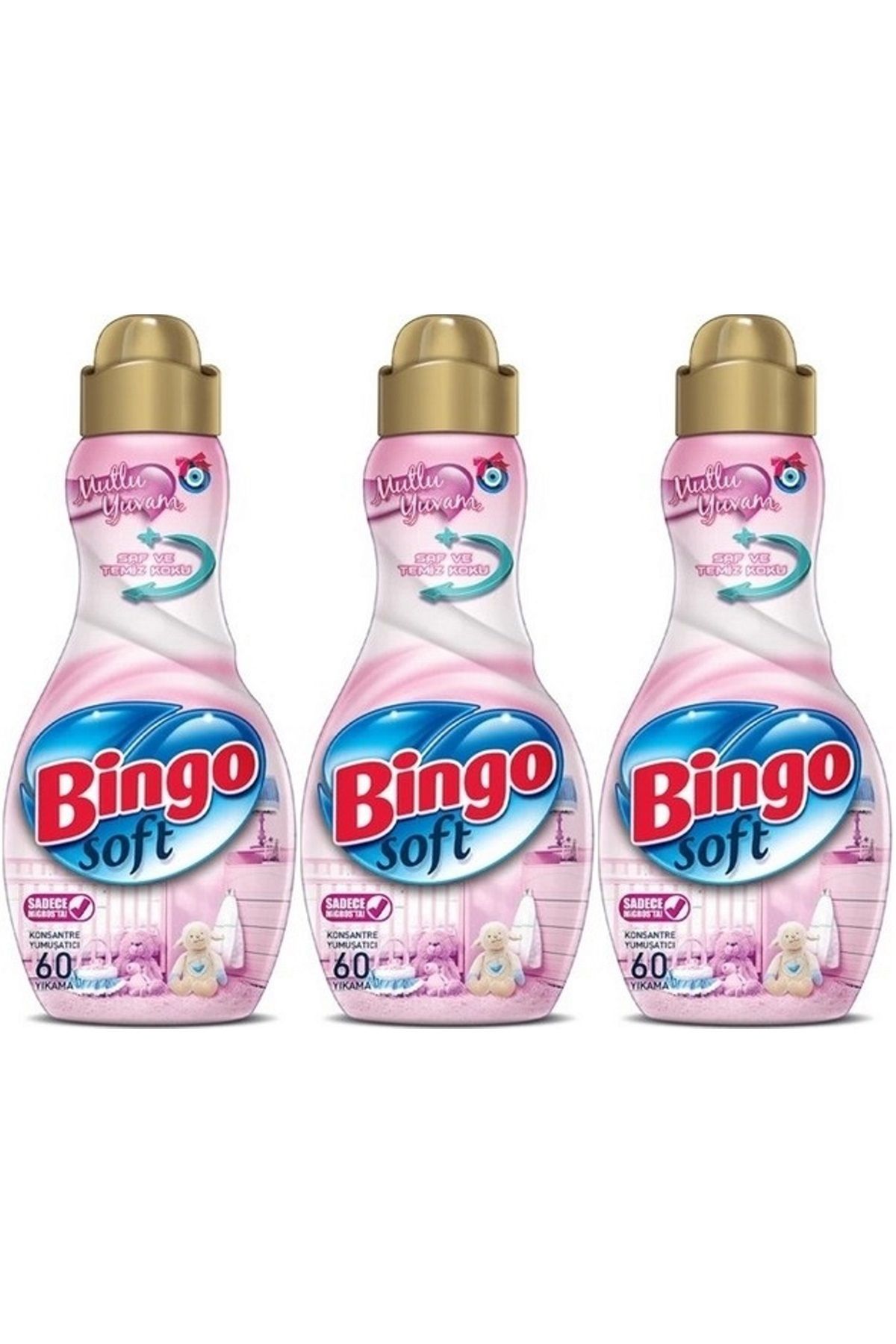 Bingo Soft Çamaşır Yumuşatıcı Konsantre 1440ML Mutlu Yuvam (3 Lü Set)