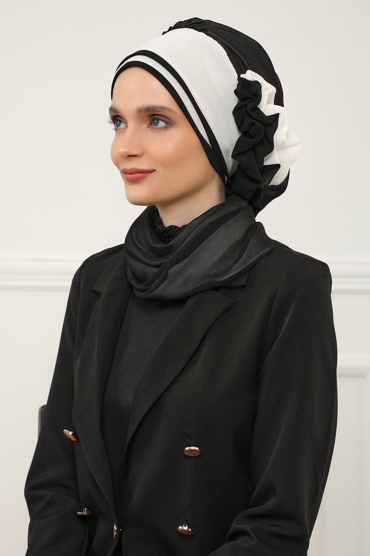 Aisha's Design-Double Color Design Chiffon Ready Turban,HT-86 8