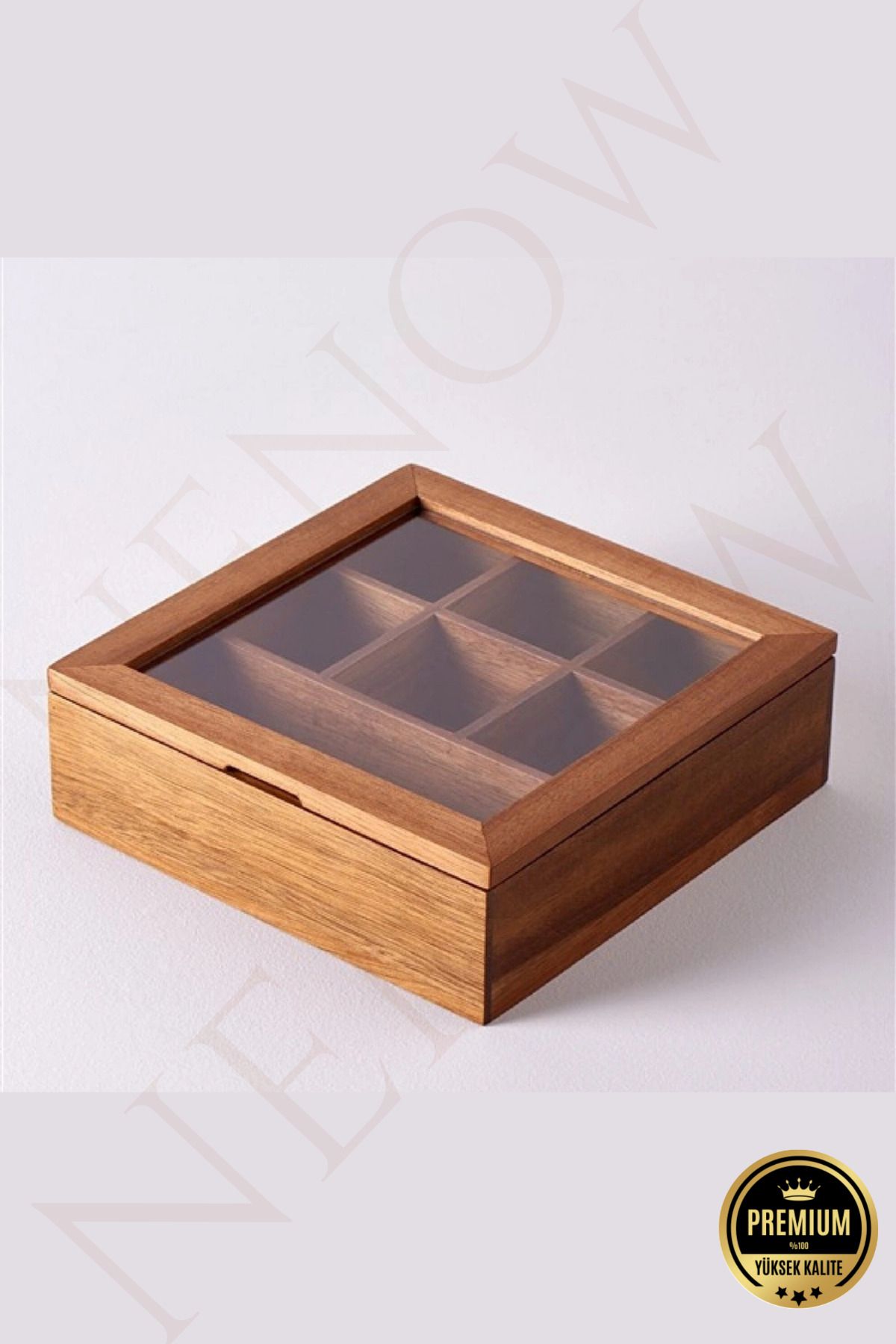 NEWNOW Organizator Cutie De Salcâm Și Bijuterii Cu Compartimente De 20,7x20,7x6,5cm - One Size