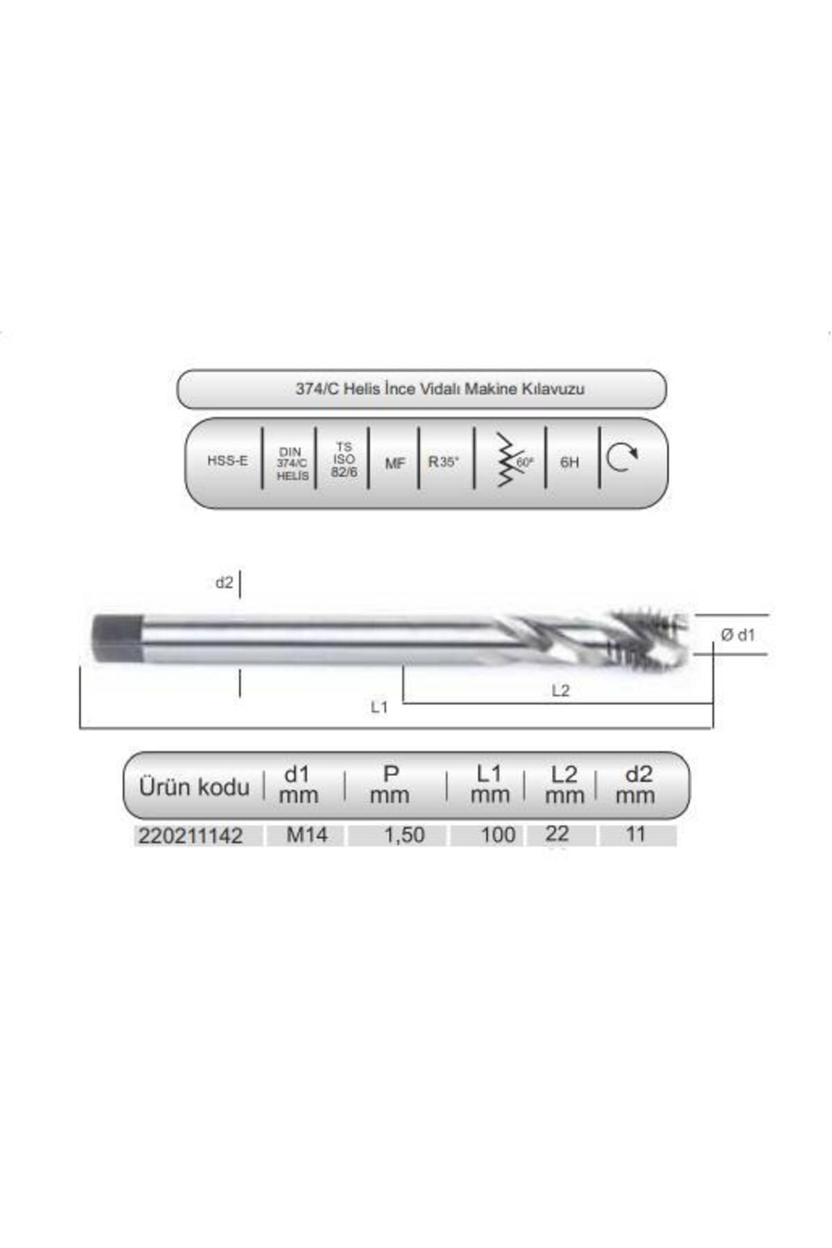 Diatools HSSE DIN374/C HELİS MAK.KLVZ. M14x1,5 (6H)