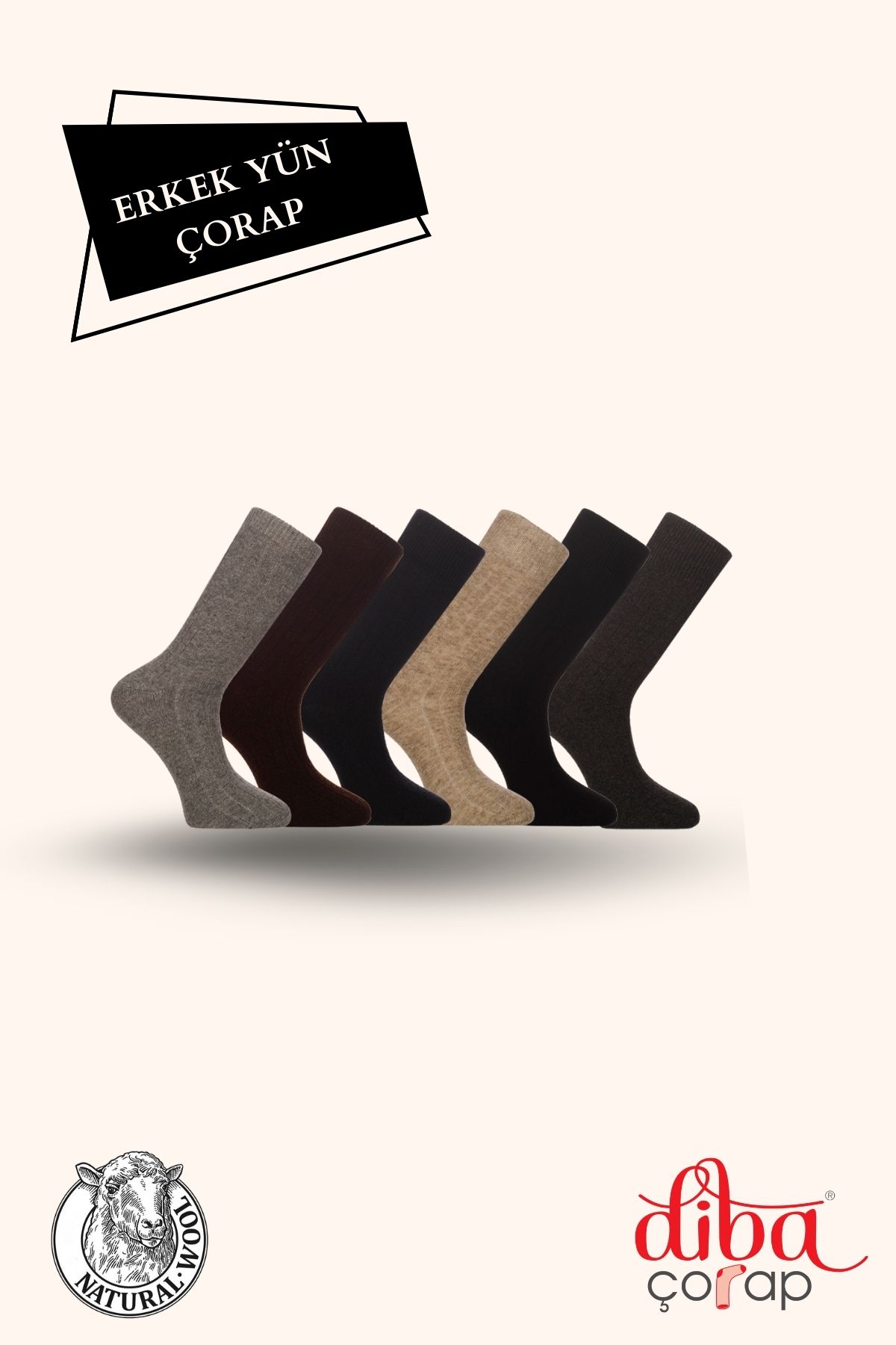 Diba-Set of 6 Men's Wool Derby Socks 1