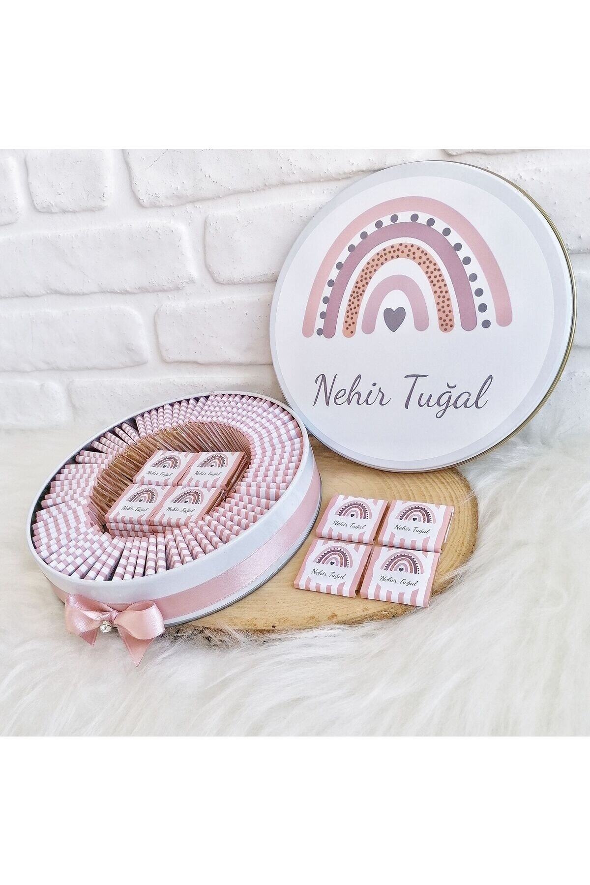 Angel Gift Chocolate 50 Adet Isme Özel Gökkuşağı Hediyelik Hoşgeldin Kız Bebek Doğum Çikolatası fotoğrafı 2 (önizleme)