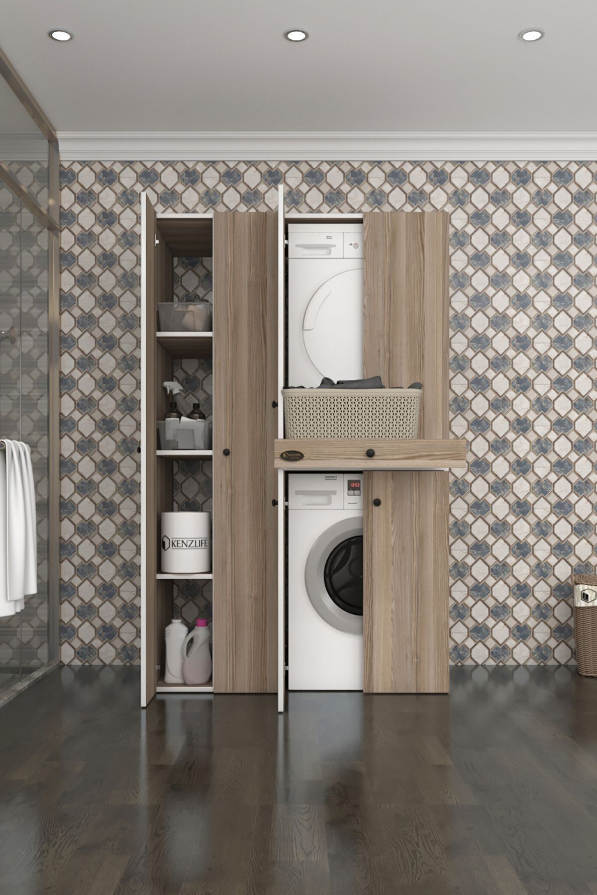 Kenzlife Çamaşır-Kurutma Makinesi Dolabı Şahrur Sol Crd 187*120*60