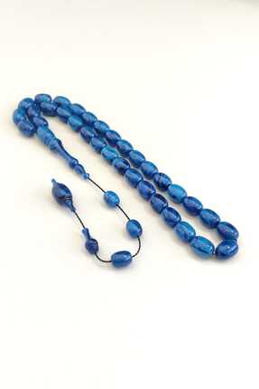 Seccar Tesbih Mavi Sıkma Kehribar