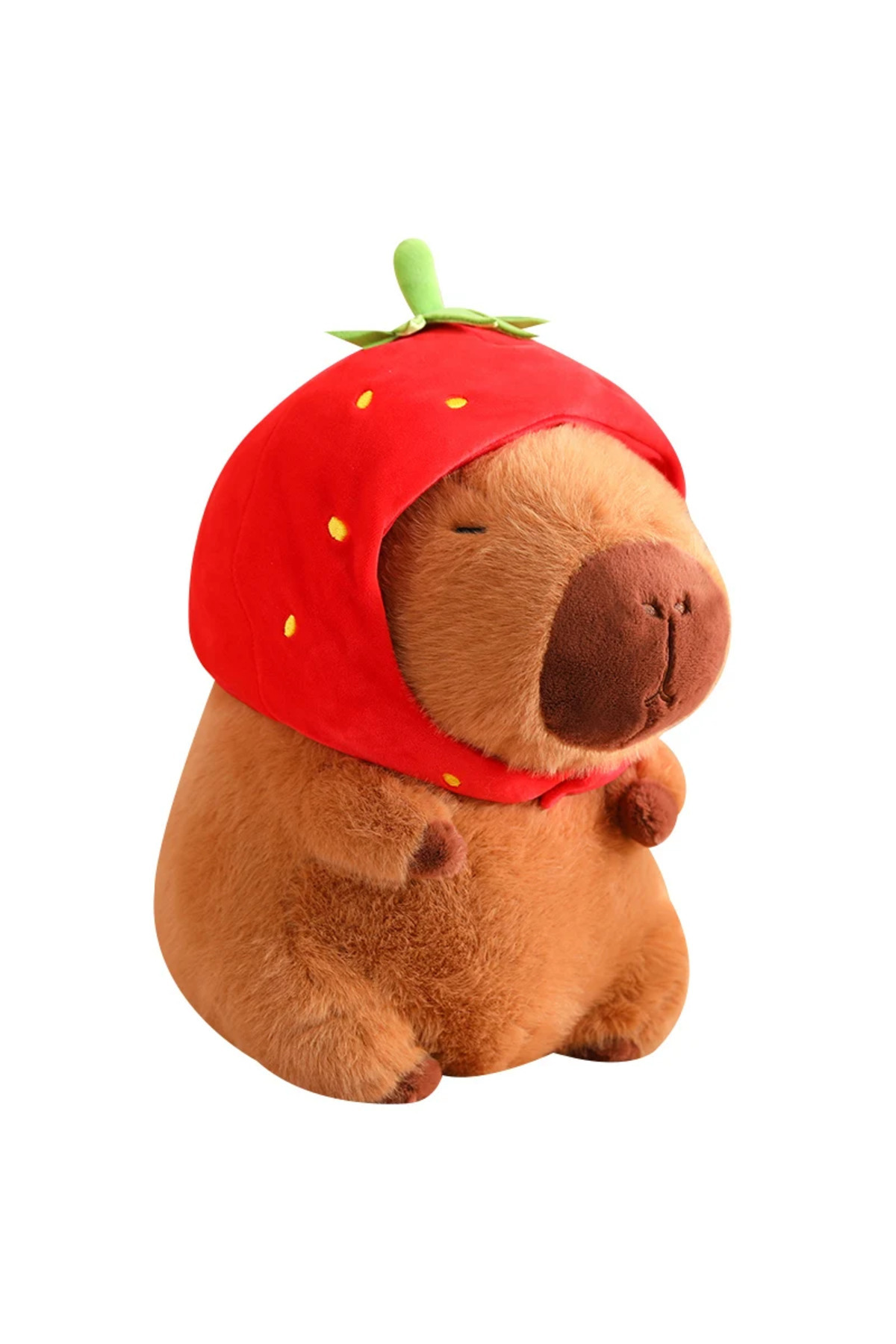 Choice-Strawberry Hat Capybara Plush Toy Simulation Turtle Backpack Capibara Stuffed Animals Papa Hand C... 1