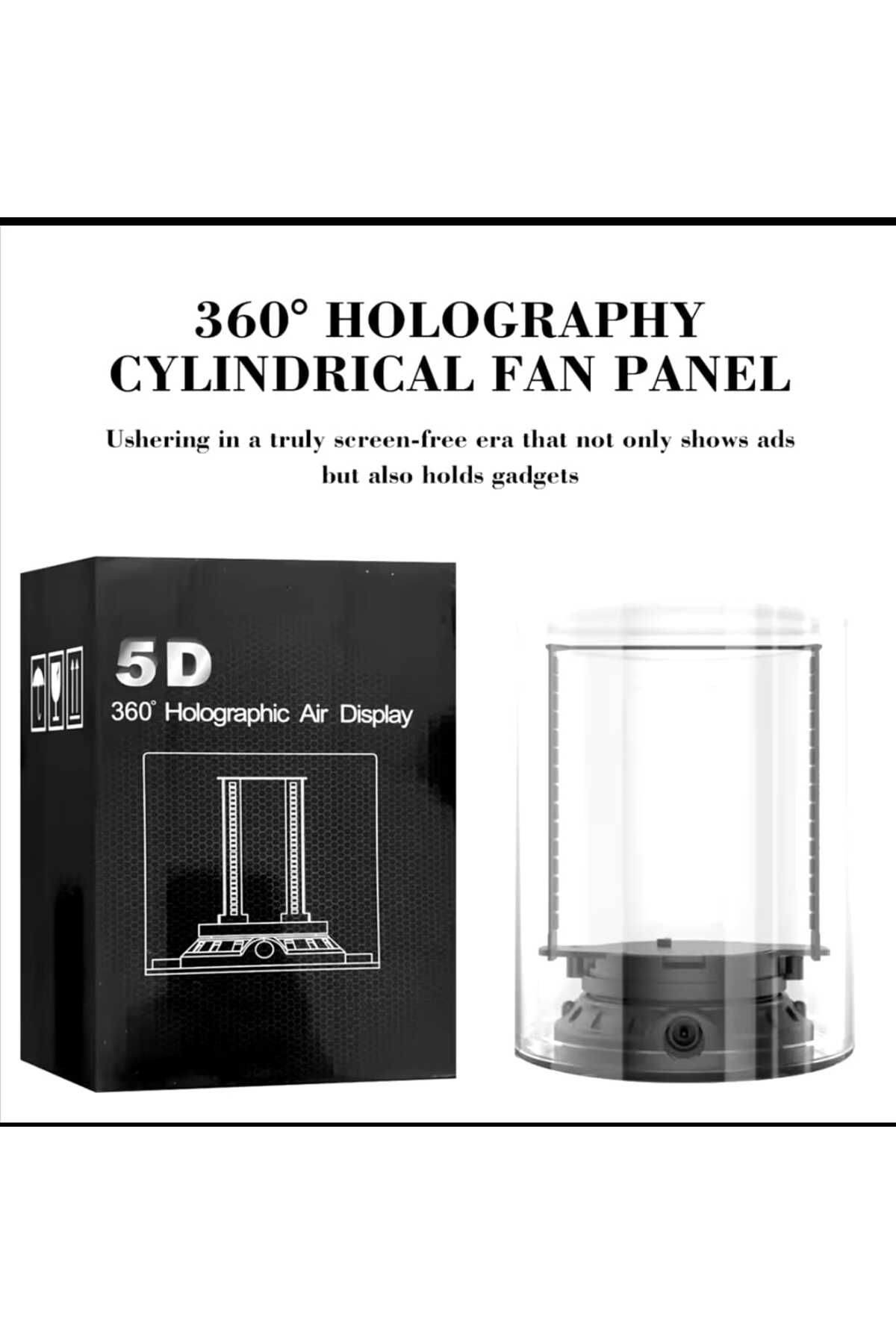 VRSTORE 5D HOLOGRAM PROJEKTÖR FAN 360 DERECE GÖRÜŞ AÇISI CYLİNDRİCA REKLAM EKRANI LED IŞIK WİFİ KONTROLÜ