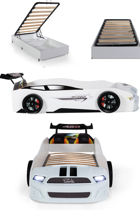 Ferramini Bazalı Beyaz Arabalı Yatak Sport Mst Işıklı