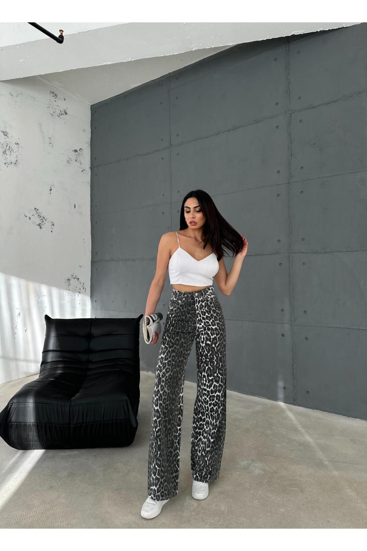 Zeo Basic-ZEO Basic Baggy Pants - Leopard Pattern 2