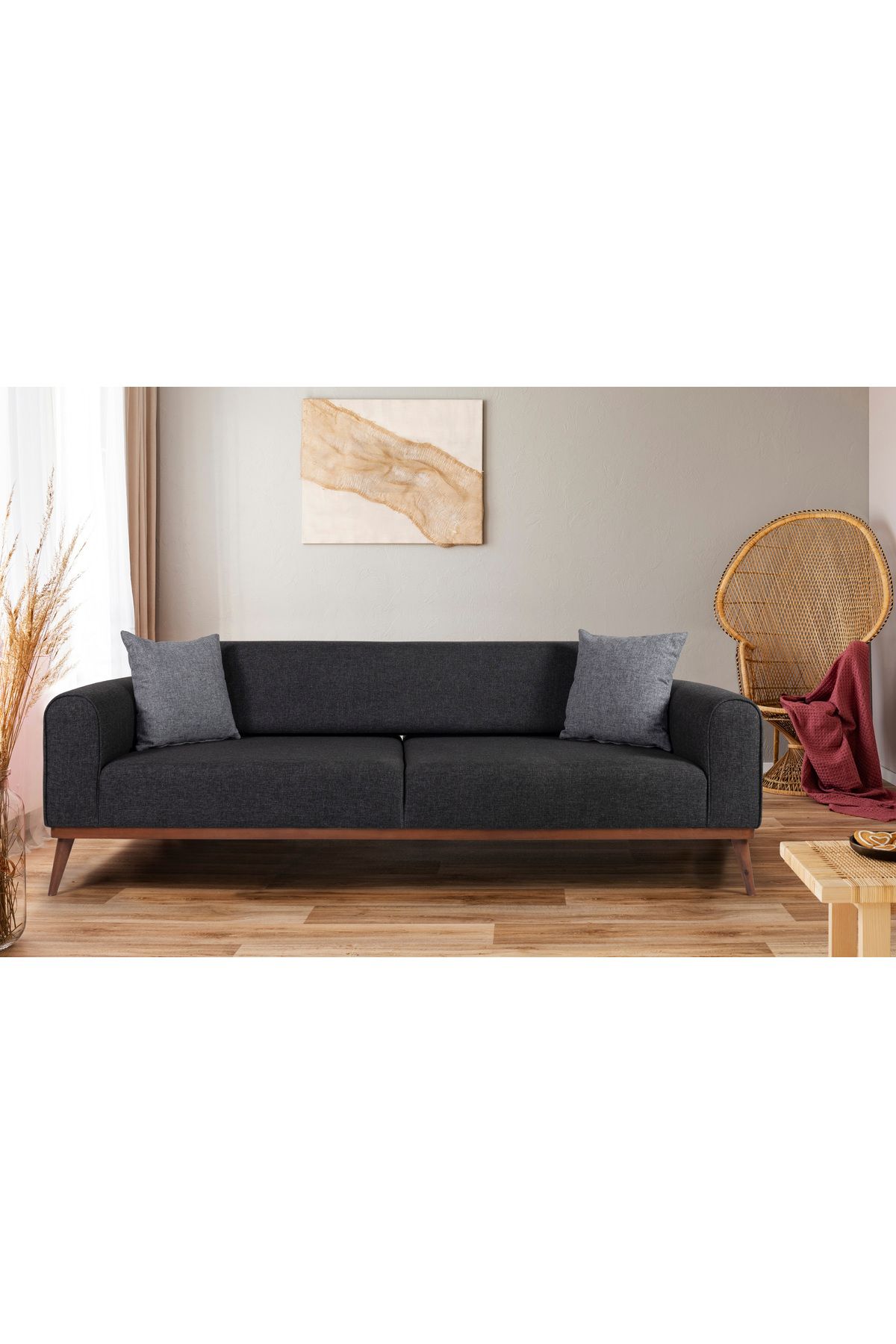 Elance Home SENECA YATAKLI KANEPE KETEN ANTRASİT