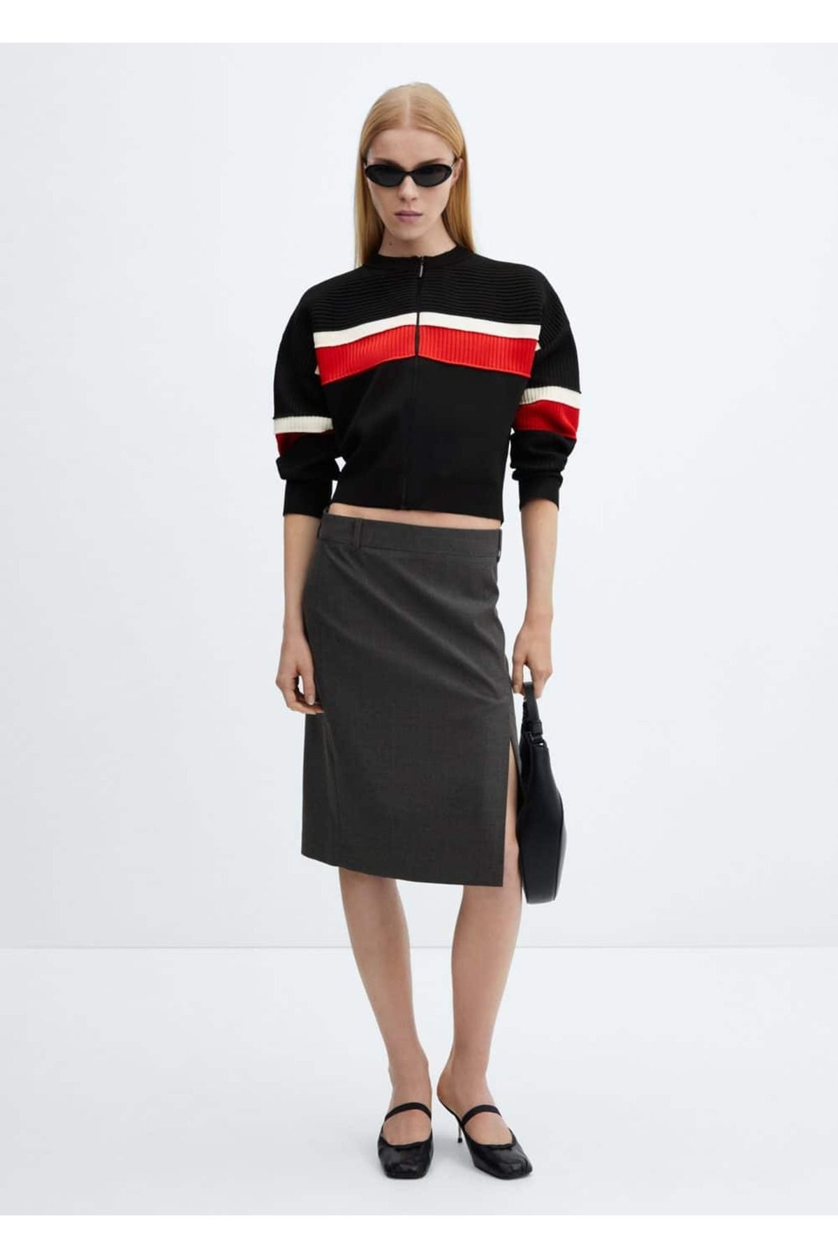 MANGO Woman-Slim Striped Skirt 2