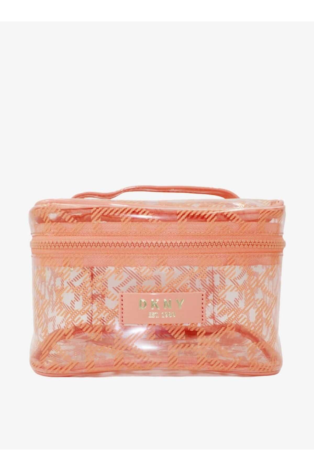 Dkny-Monogram Print Vanity Bag with Zip Closure and Handle 1