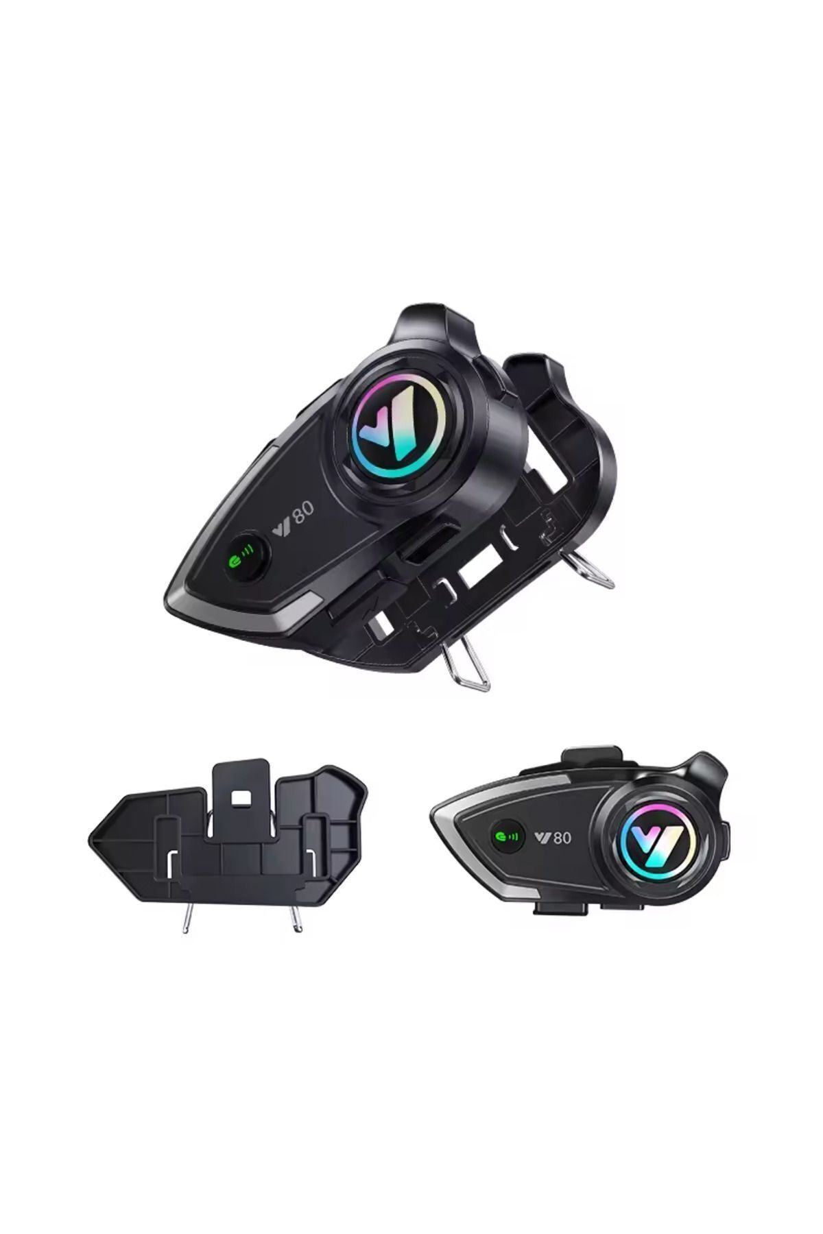 woodhub Motosiklet Kask Kulaklığı  Uyumlu 5.3 Bluetooth Kulaklık Seti RGB İntercom