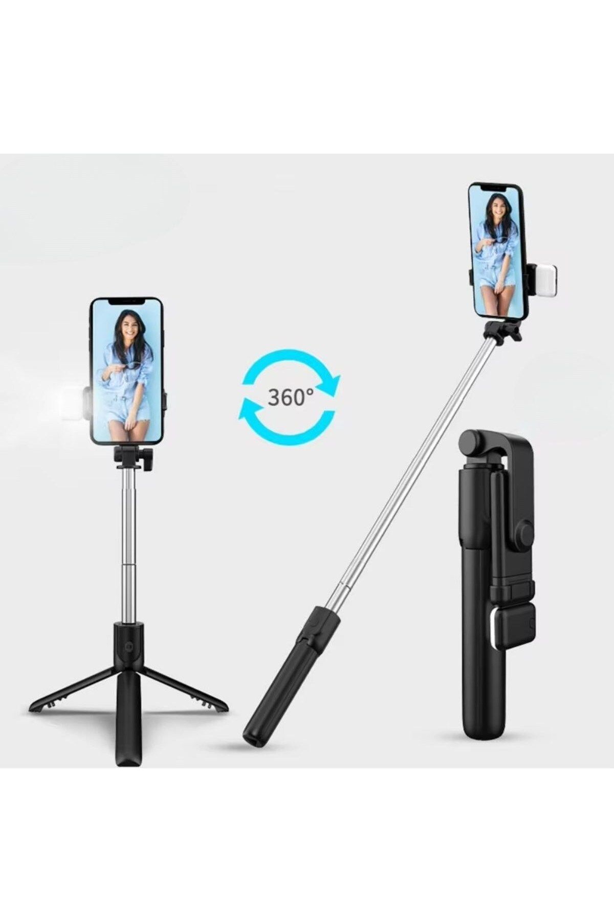 Kuzgun Online Shop-Buffer ® Led Lighted Remote Controlled Selfie Stick - Extendable, Table Top Tripod 4