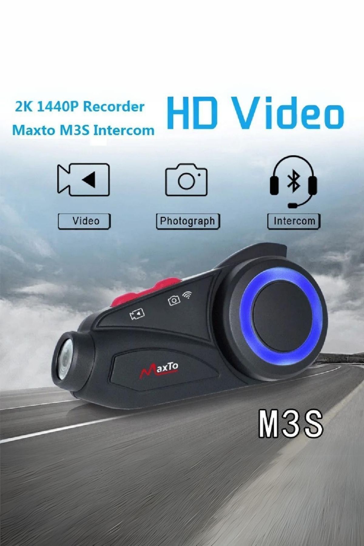 woodhub Maxto M3S Serisi 2K HD 1440P Kameralı İntercom Motosiklet Motorcu Kulaklık İntercomu 5.0 Bluetooth