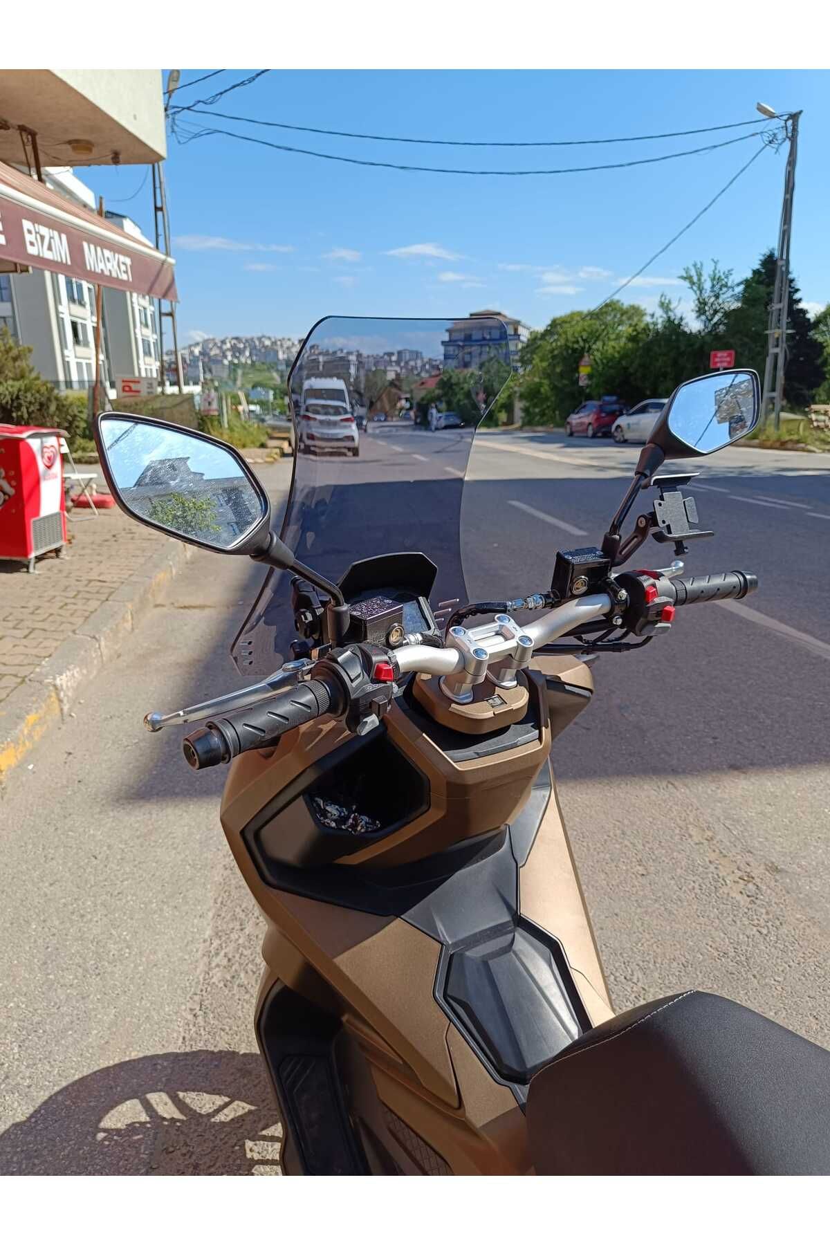 Yuki Adventure 150 Siperlik Ön Cam 2023-2025 Model 55cm Füme Renkli 4mm KISA SPOR CAM