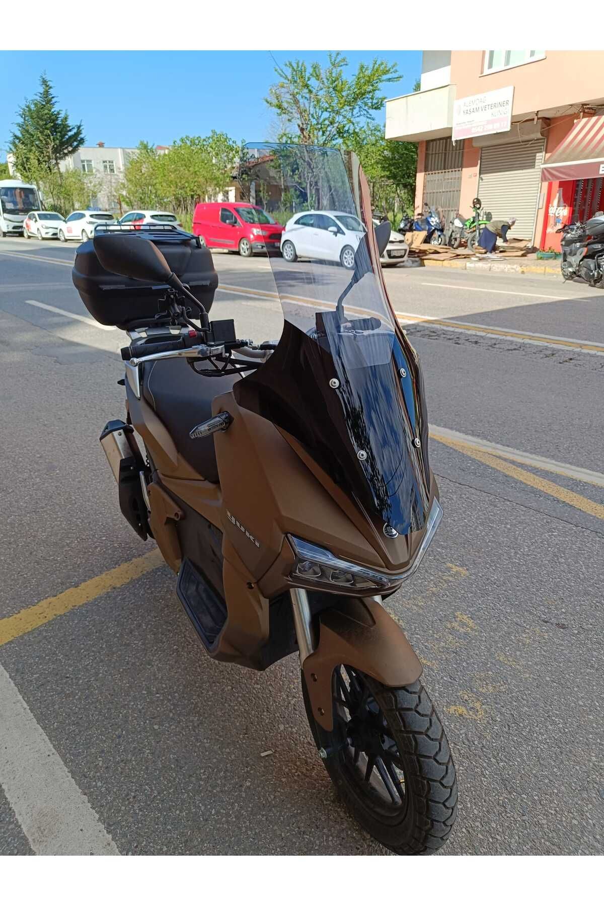 Yuki Adventure 150 Siperlik Ön Cam 2023-2025 Model 78cm Füme Renkli 4mm UZUN CAM