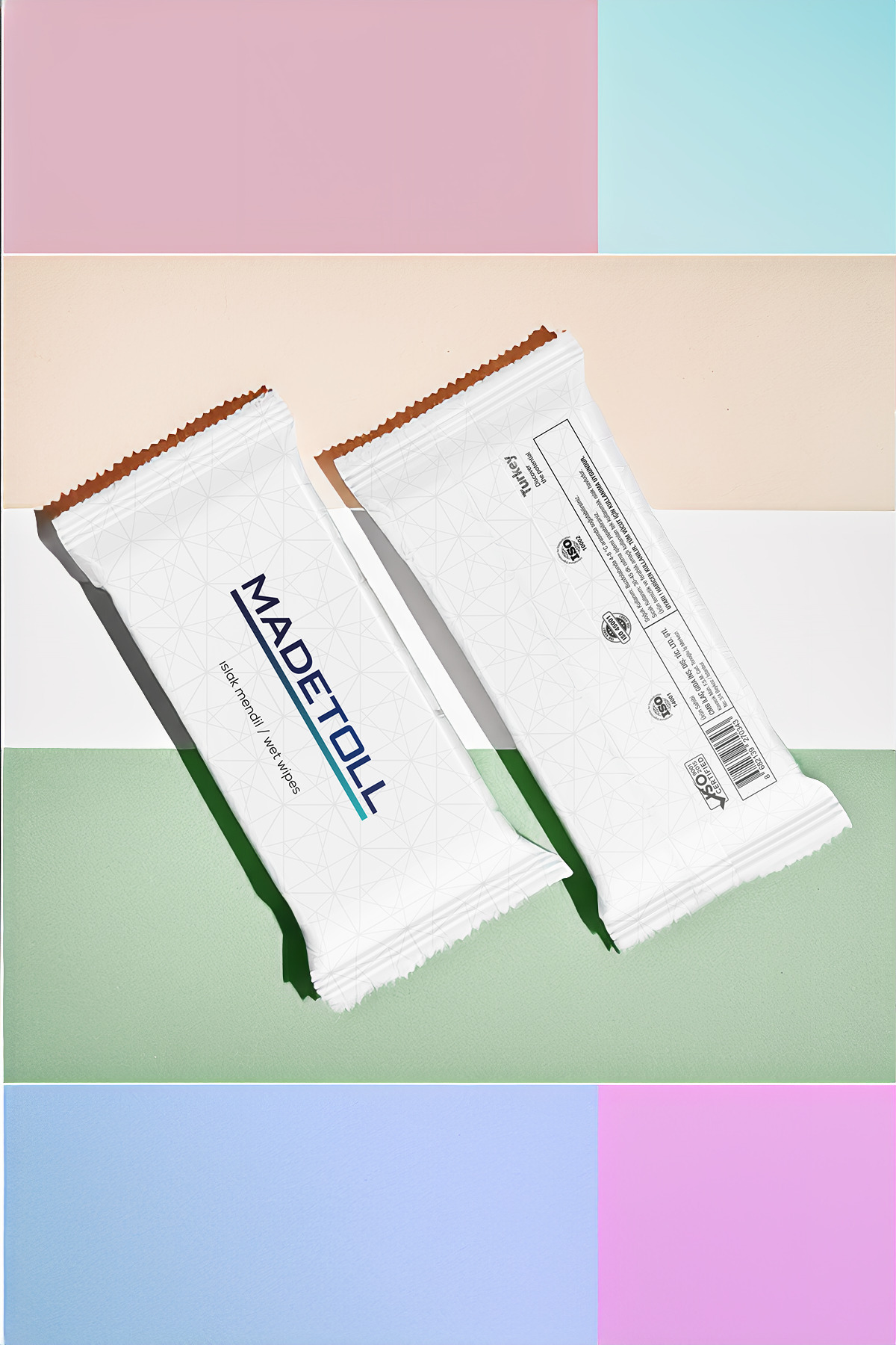 دستمال مرطوب تکی، بسته 20 عددی - دستمال‌های تمیزکننده برس موی اسب - حوله‌های تمیزکننده مرطوب بدون الکل — دستمال مرطوب - بسته 20 عددی / کرم تازه — تصویر 5 از 6