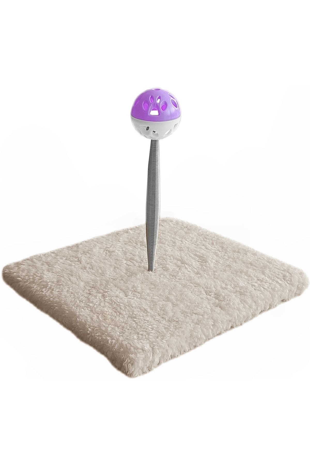 deryame Yaylı Toplu Hacıyatmaz Kedi Aktivite Oyuncağı 16-20 cm Krem Rengi
