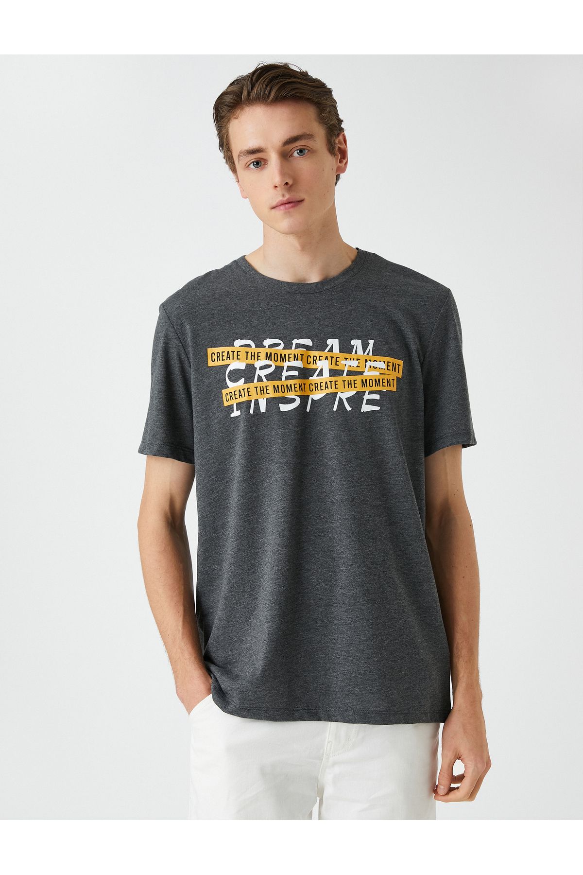 Koton-Slogan Printed T-Shirt Crew Neck Short Sleeve 3