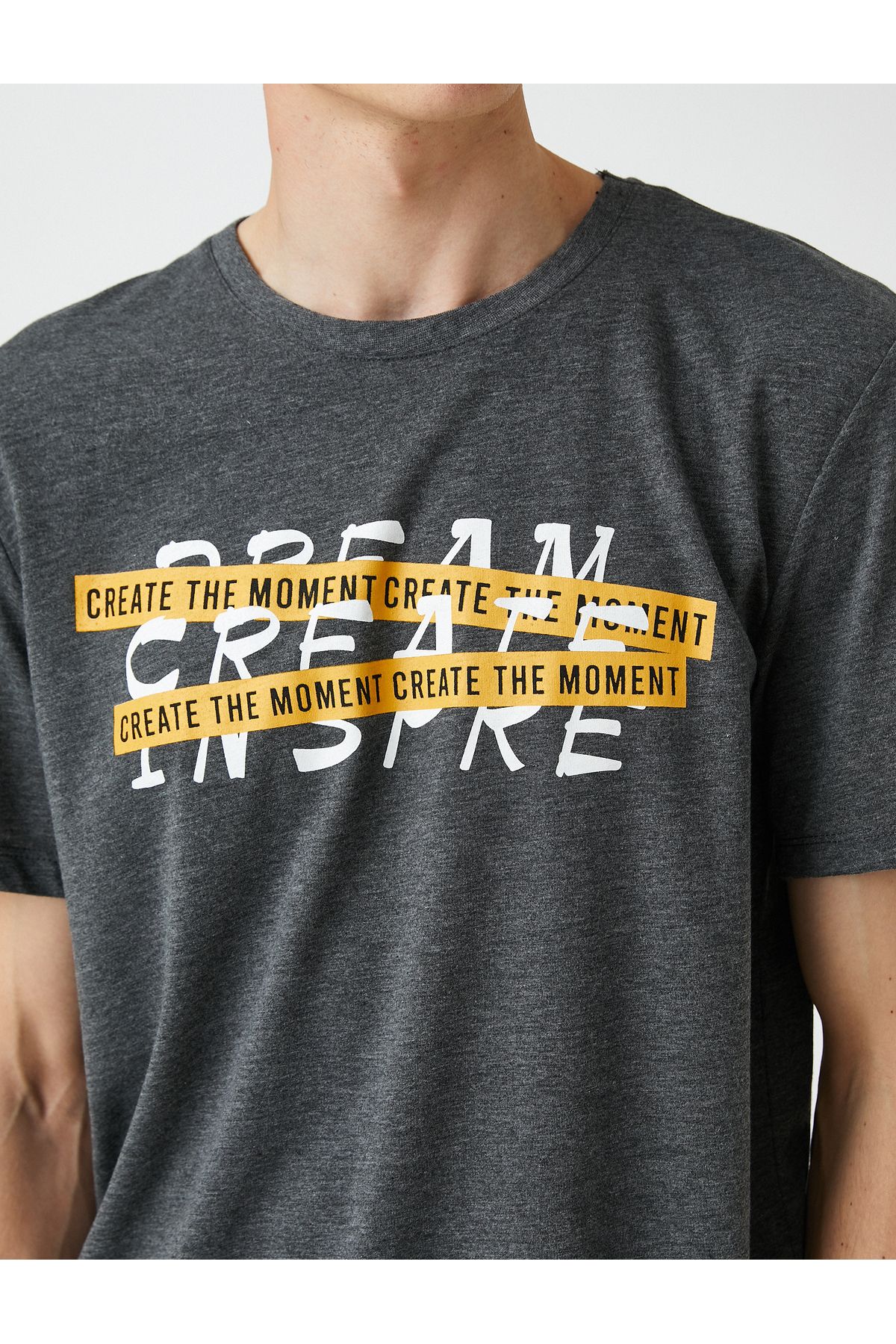 Koton-Slogan Printed T-Shirt Crew Neck Short Sleeve 5