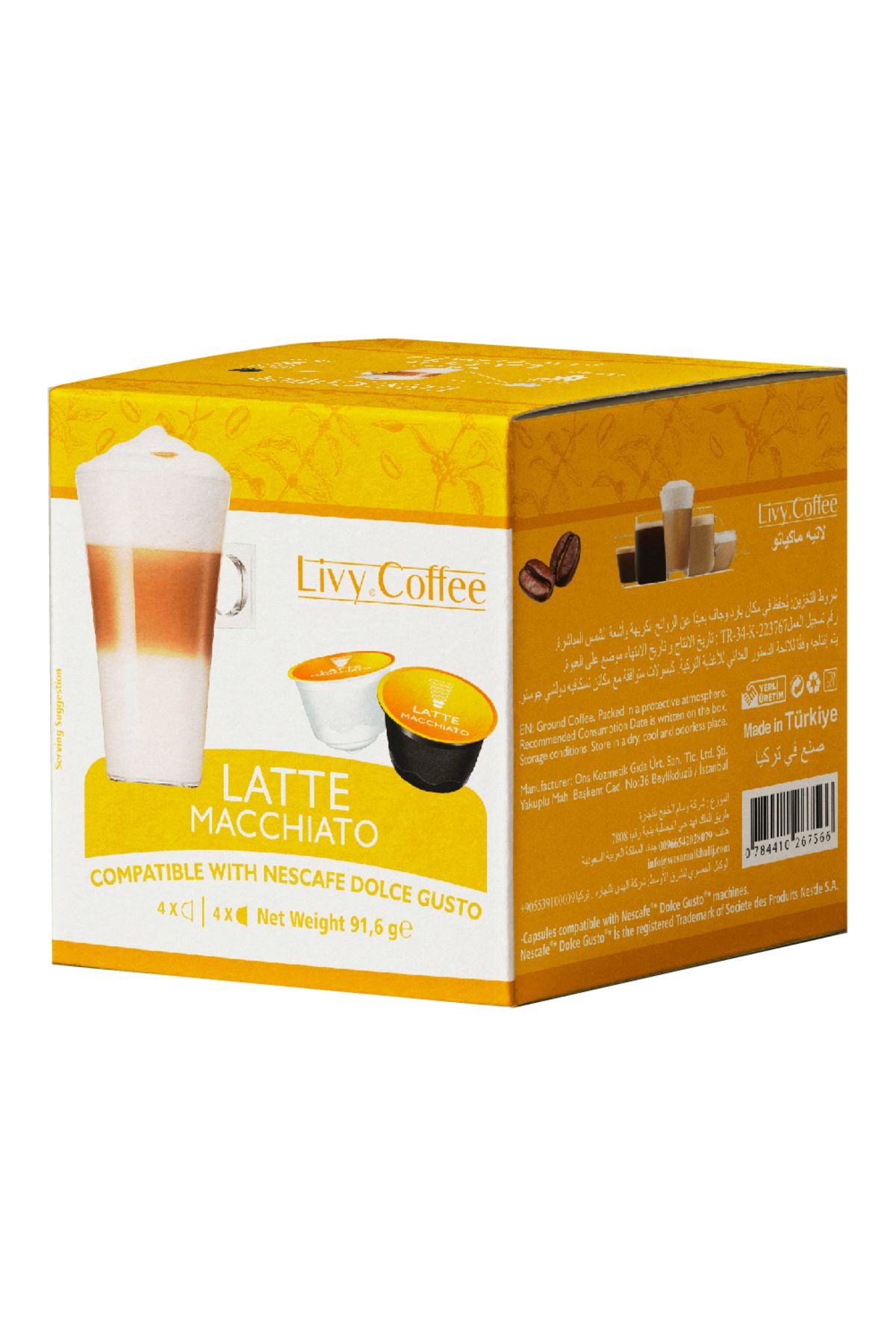 Livy Coffee Dolce Gusto, Uyumlu Latte Macchiato Kapsül Kahve 8x8 16