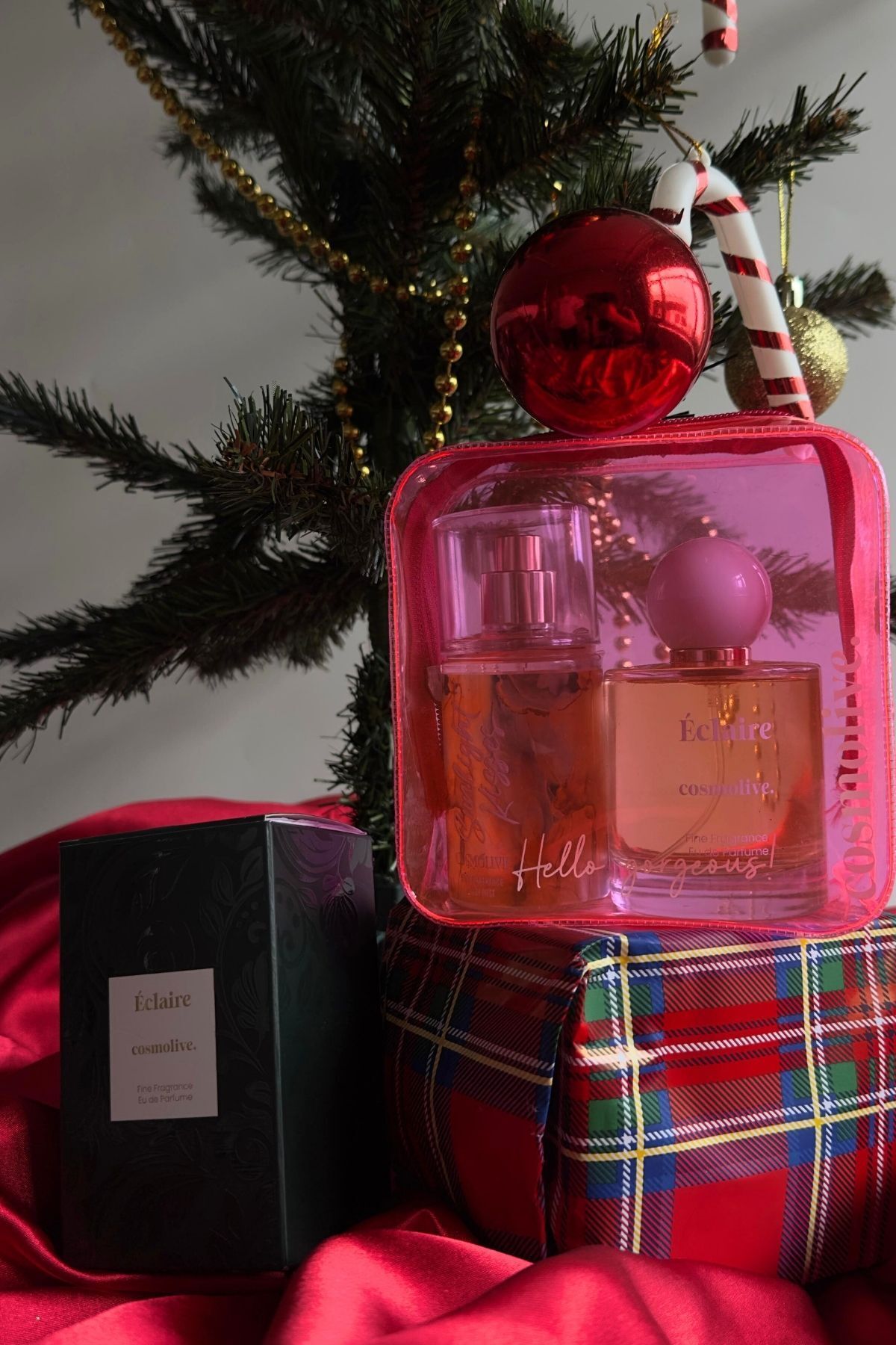 Cosmolive Set Pembe Makyaj Çantası, Kadın Parfüm Ve Vücut Spreyi Body Mist Edp