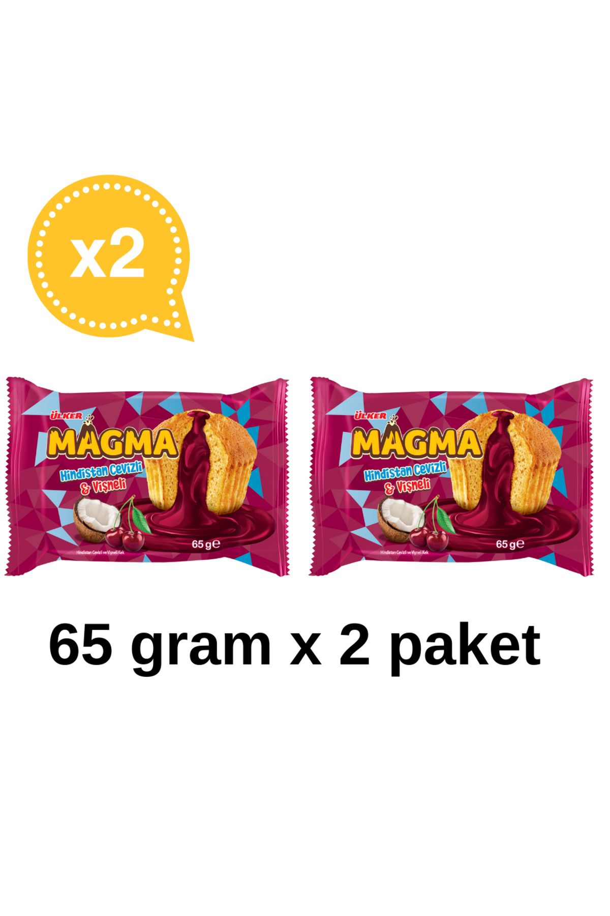 Ülker Ülker Dankek Magma Hindistan Cevizli & Vişneli 65 G x 2 Paket