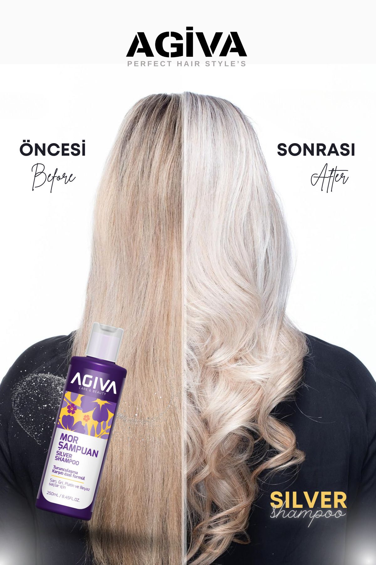 Agiva-Platinum Embossed Silver Shampoo - Purple, Yellow, Gray, White 250ml 4