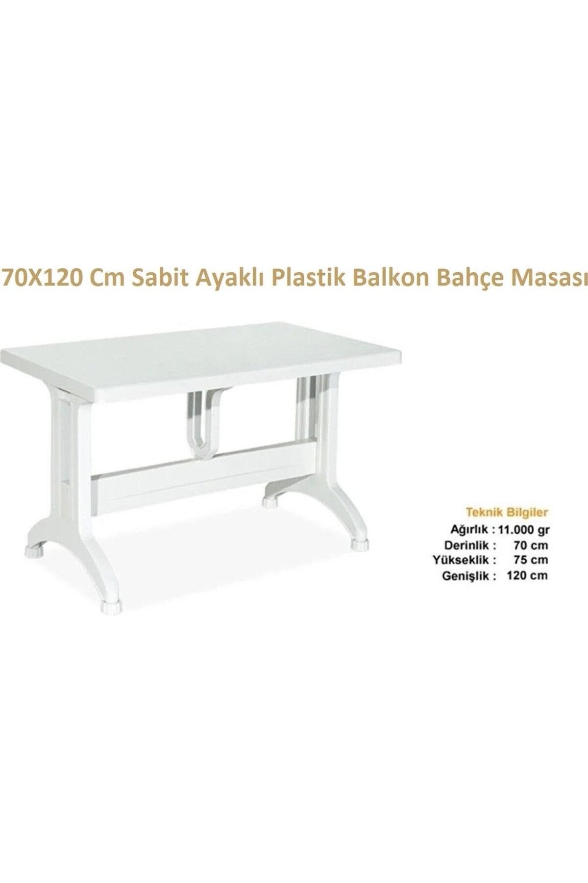 AR PLASTİK 70*120 BEYAZ PLASTİK MASA-BALKON MASASI-BAHÇE MASASI-TERAS MASASI-PLASTİK MASA