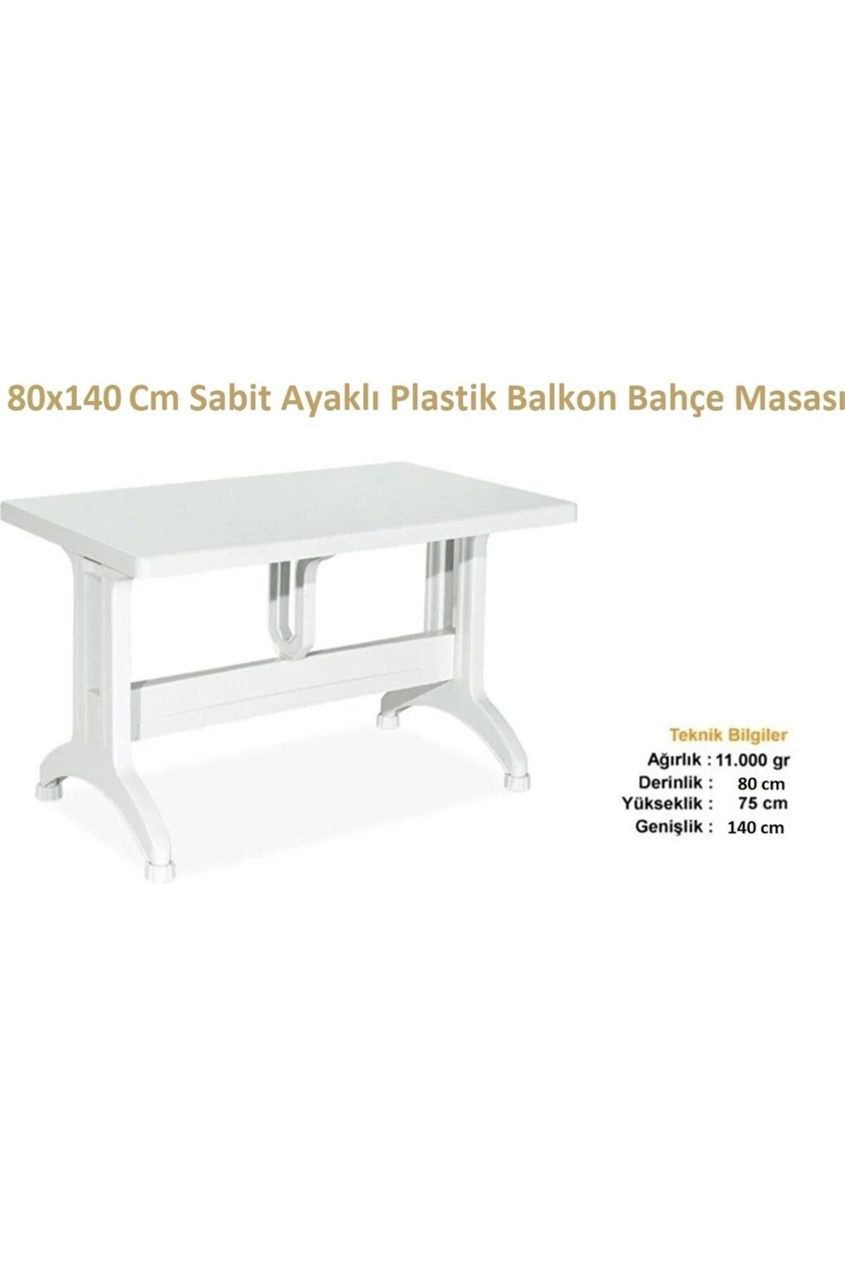 AR PLASTİK 80*140 BEYAZ PLASTİK MASA-BALKON MASASI-BAHÇE MASASI-TERAS MASASI-PLASTİK MASA