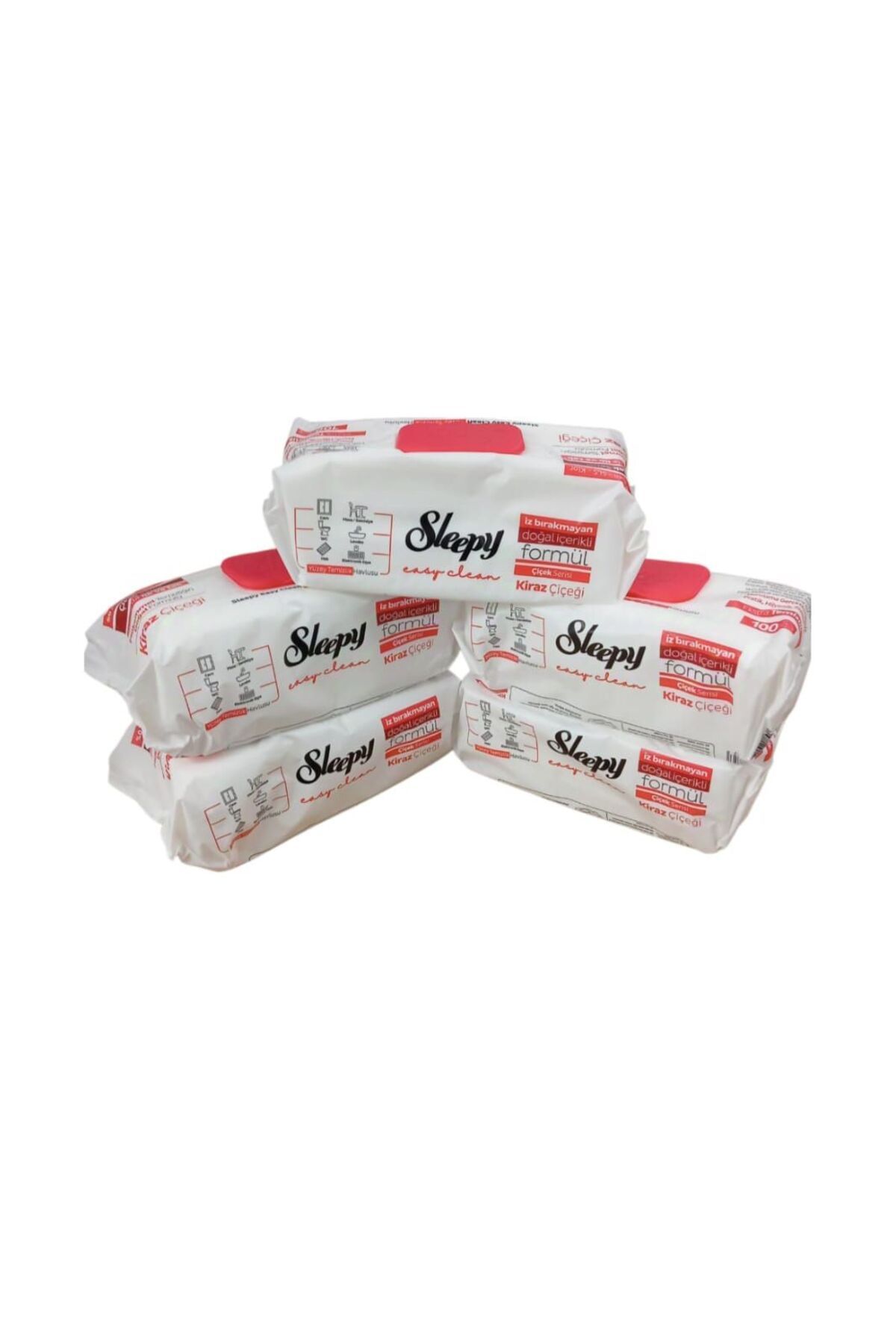 Sleepy yüzey temizlik ıslak havlu 5 paket 500 adet (kiraz çiçeği ) kokusu