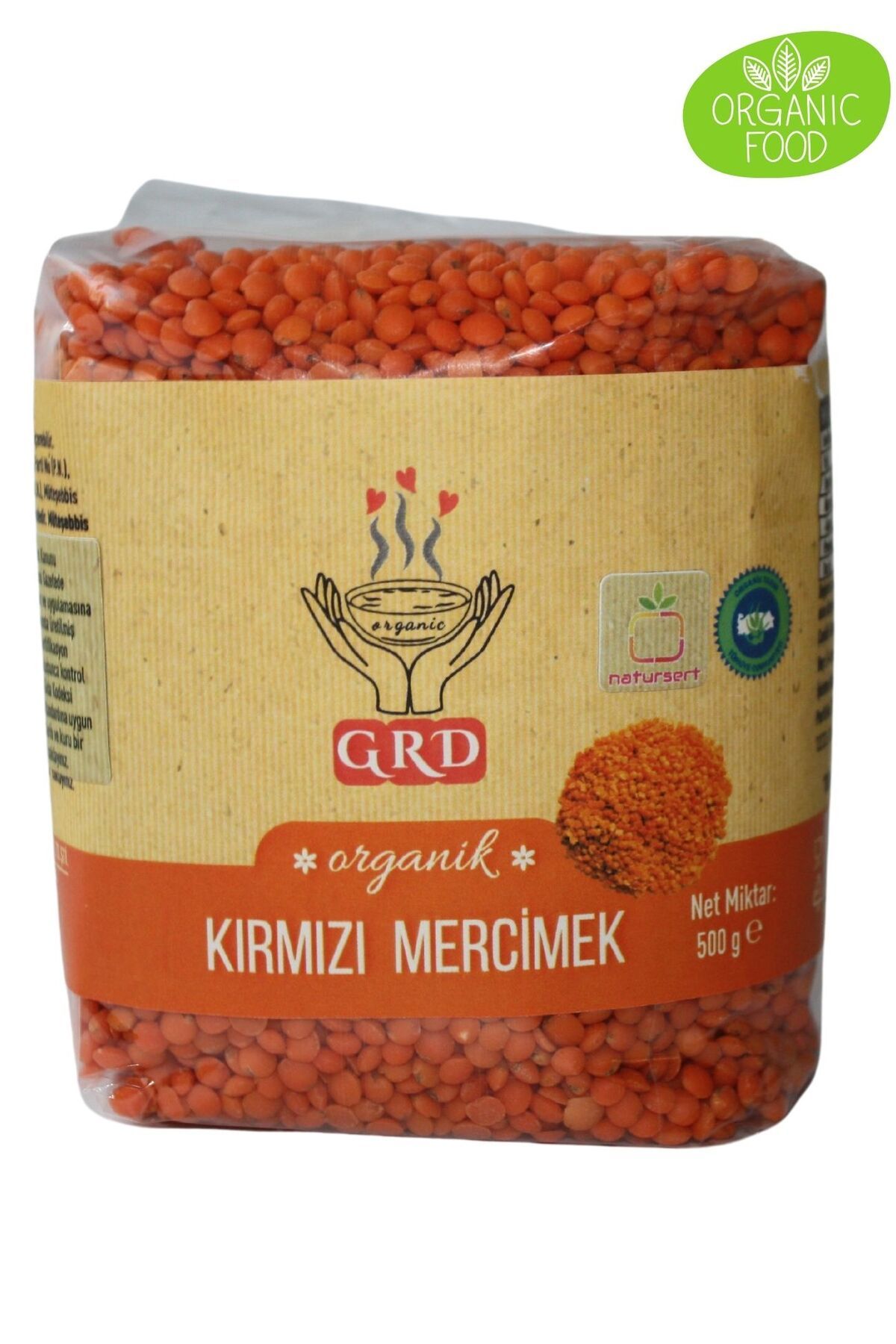 GRD GIDA ORGANİK KIRMIZI MERCİMEK 500 GR