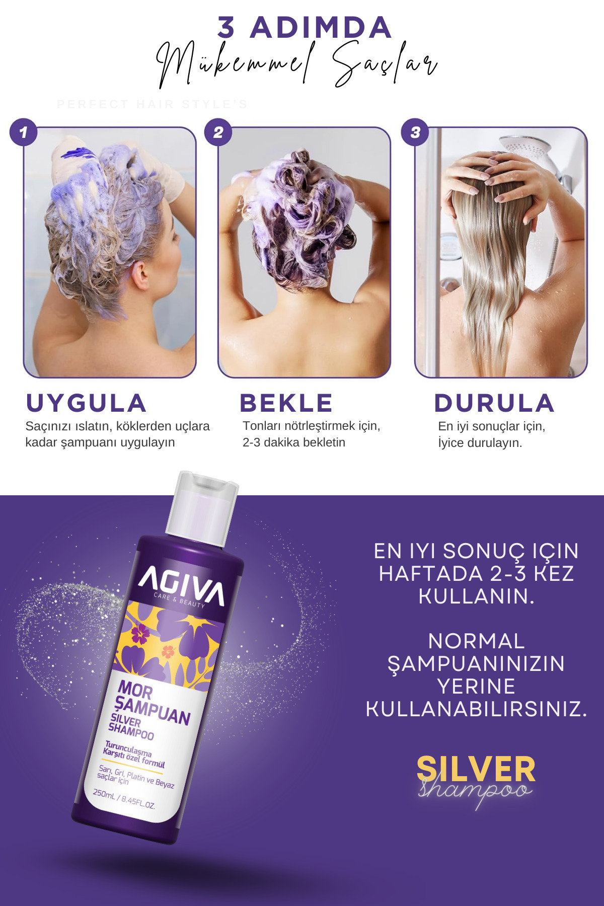 Agiva-Platinum Embossed Silver Shampoo - Purple, Yellow, Gray, White 250ml 5