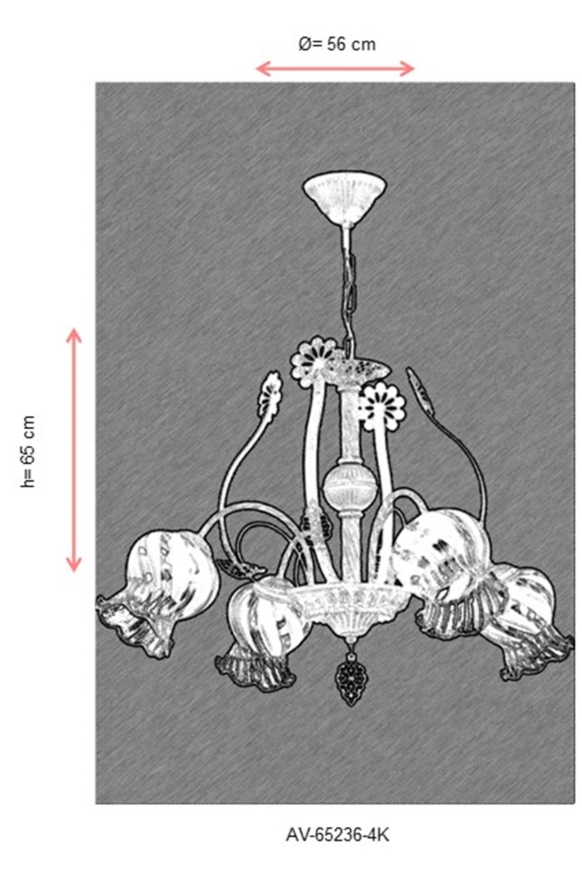 Avonni-Modern Glazed Chandelier - E27 48W 56cm Metal Chrome, Dorbien-Av-65236-4K 2